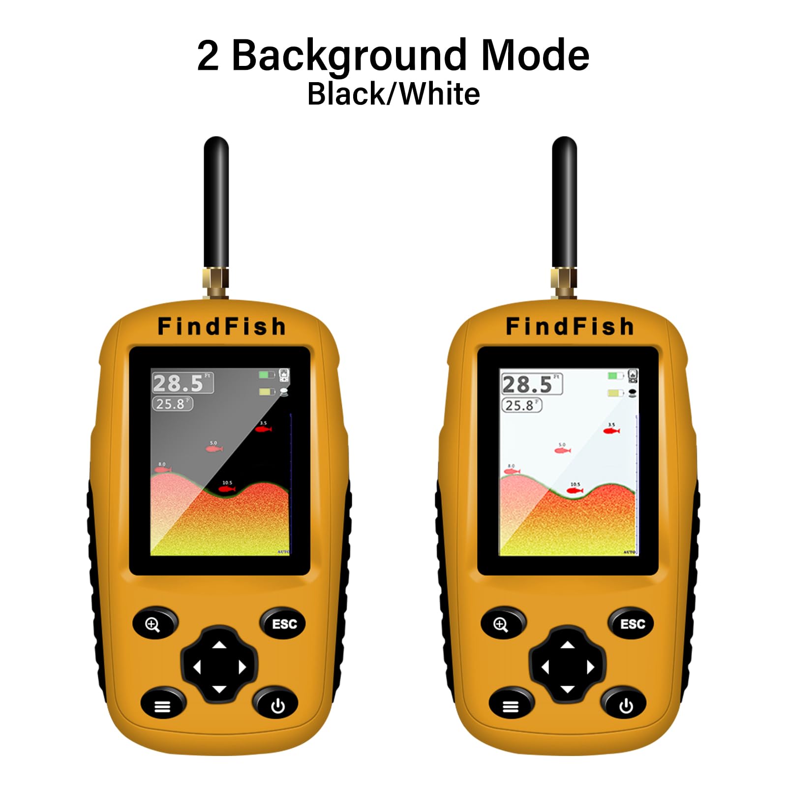Portable Wireless Fish Finder with Color LED Display - Sonar & Radio 2 Airwave Technology for Boats & Kayaks (100m Range, Black/White Model) | Perfect for Freshwater & Saltwater Fishing, Ice Fishing, and Kayak Angling