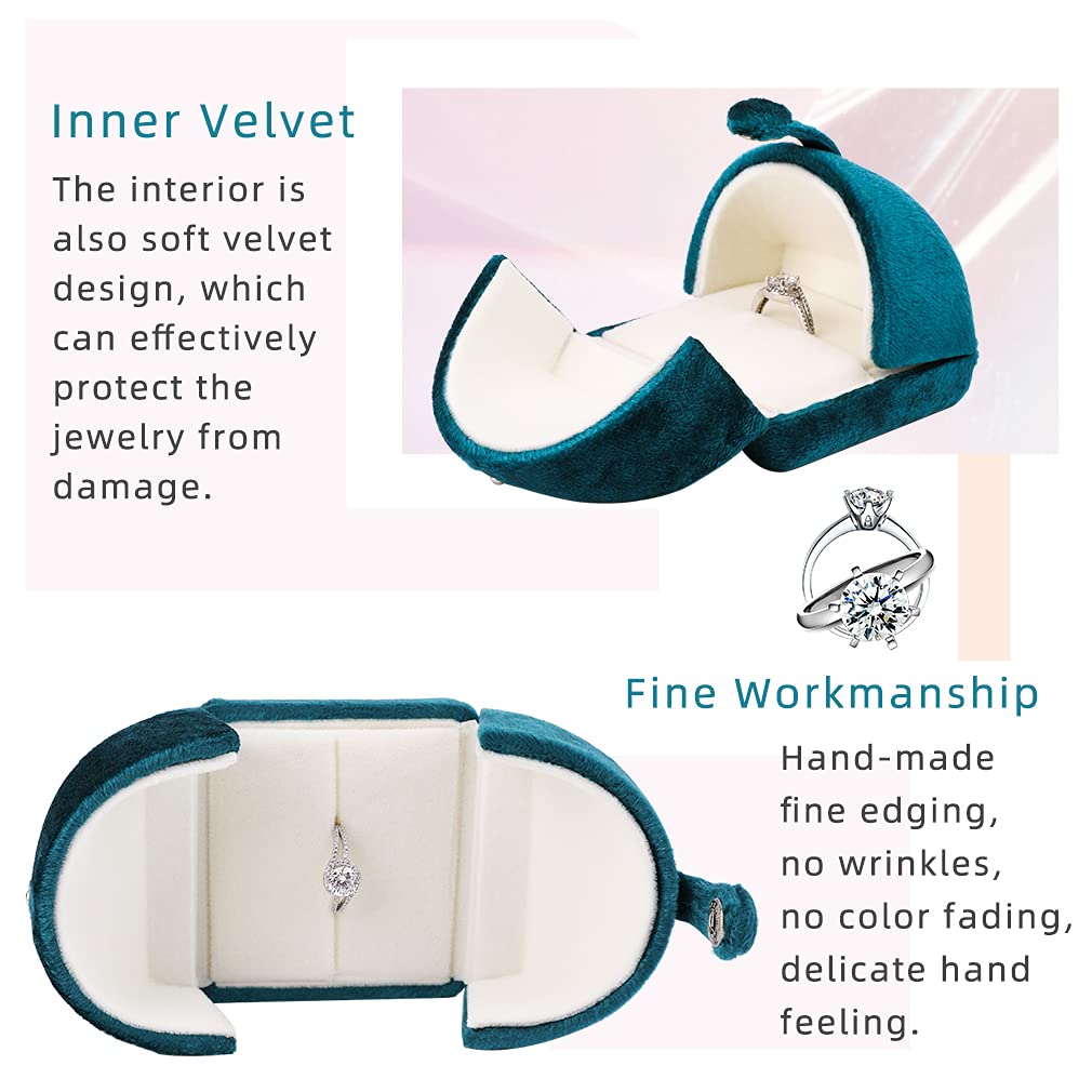 Premium Velvet Ring Box for Couple Proposal - Elegant Jewelry Gift Box for Engagement, Wedding, Christmas & Anniversary (Ring Not Included) - Perfect for Romantic Surprises & Jewelry Storage
