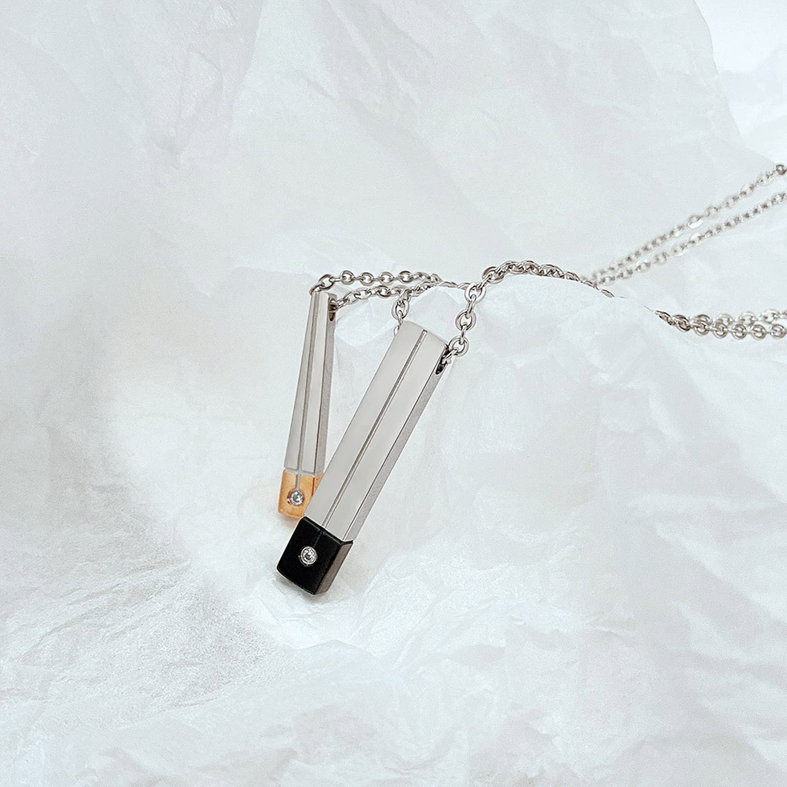Aienid Couple Necklace & Bracelet Set - Stainless Steel Minimalist Pendant Necklace in Gold & Rose Gold - Perfect for Anniversaries, Valentine's Day & Romantic Gifts