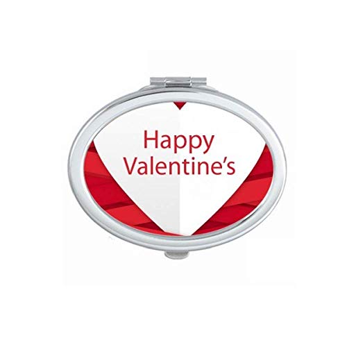 DIYthinker Happy Valentine's Day Red Stripes Mirror - Portable Folding Double-Sided Makeup Mirror with Case, Perfect for Travel, Home Vanity & Gift Giving