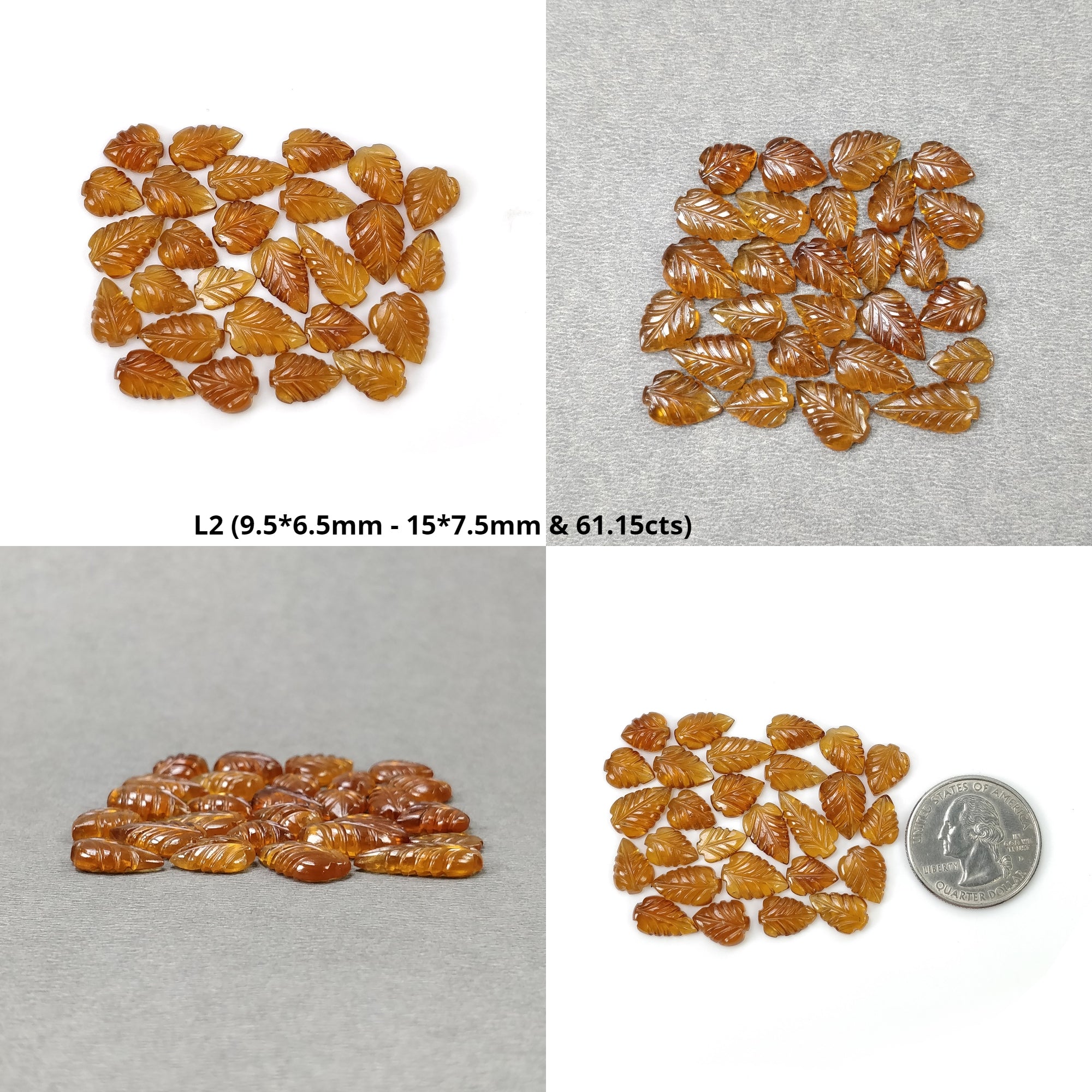 Natural Hessonite Garnet Gemstone Carving - 26pcs/27pcs Untreated Hand-Carved Leaf Pendant Set for Jewelry Making & Spiritual Healing | DIY Necklace, Bracelet, Meditation Accessories