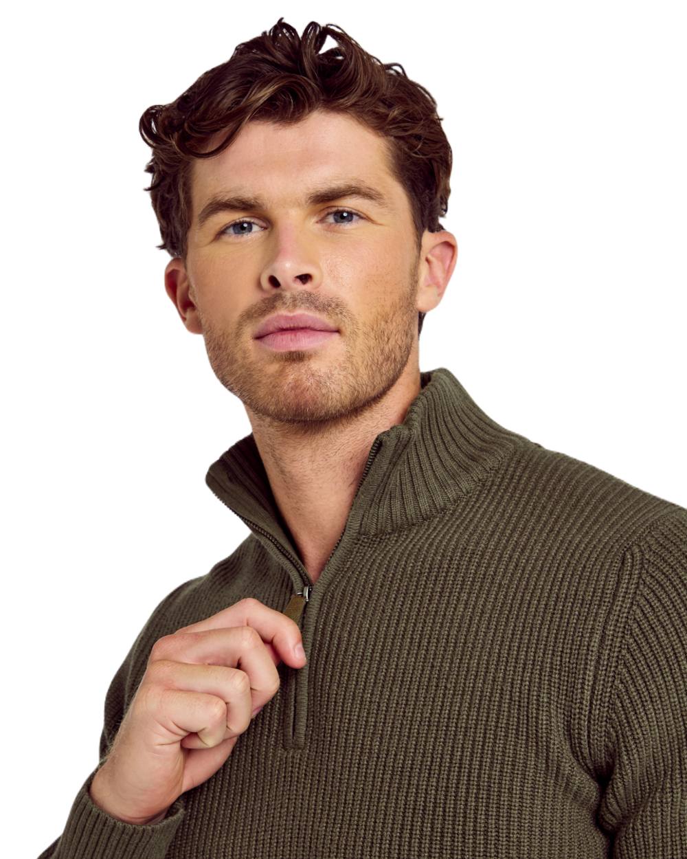 Dubarry Men's Portmarnock Fisherman Zip Neck Sweater - Warm Wool Pullover for Outdoor Activities, Fishing & Casual Wear