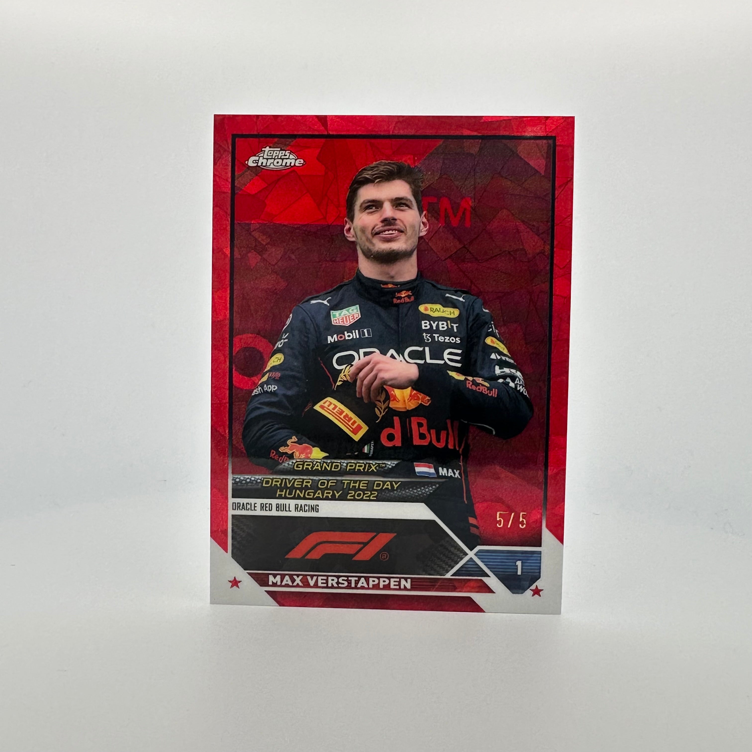 2023 Topps Chrome Sapphire Max Verstappen #178 Racing Card - 5/5 Red Parallel - Perfect for F1 Collectors & Racing Memorabilia Displays