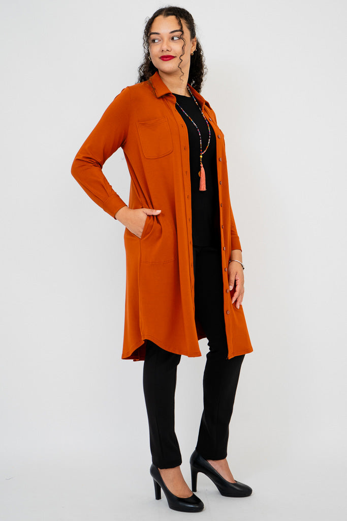 Premium Lois Duster Coat in Elegant Copper & Bamboo Colors - Stylish Outerwear for Women | Perfect for Fall Fashion, Office Wear & Casual Outings