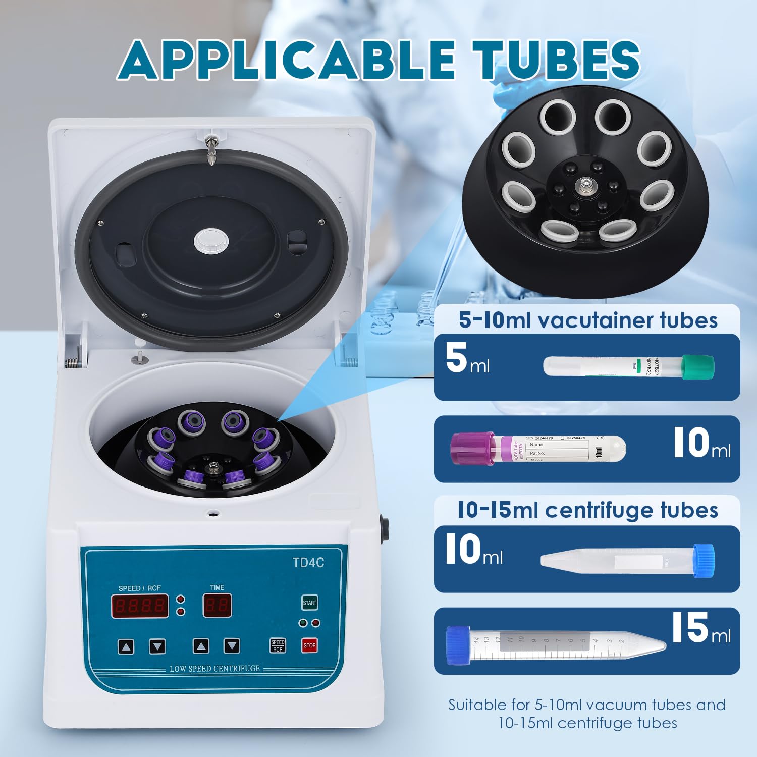 CGOLDENWALL Benchtop Centrifuge Machine 100-4000 RPM with Timer 1-99min - 8x15ml Capacity Low Speed Lab Centrifuge for PRP, Blood, DNA, Urine Samples - Perfect for Medical Clinics, Research Labs & Beauty Salons
