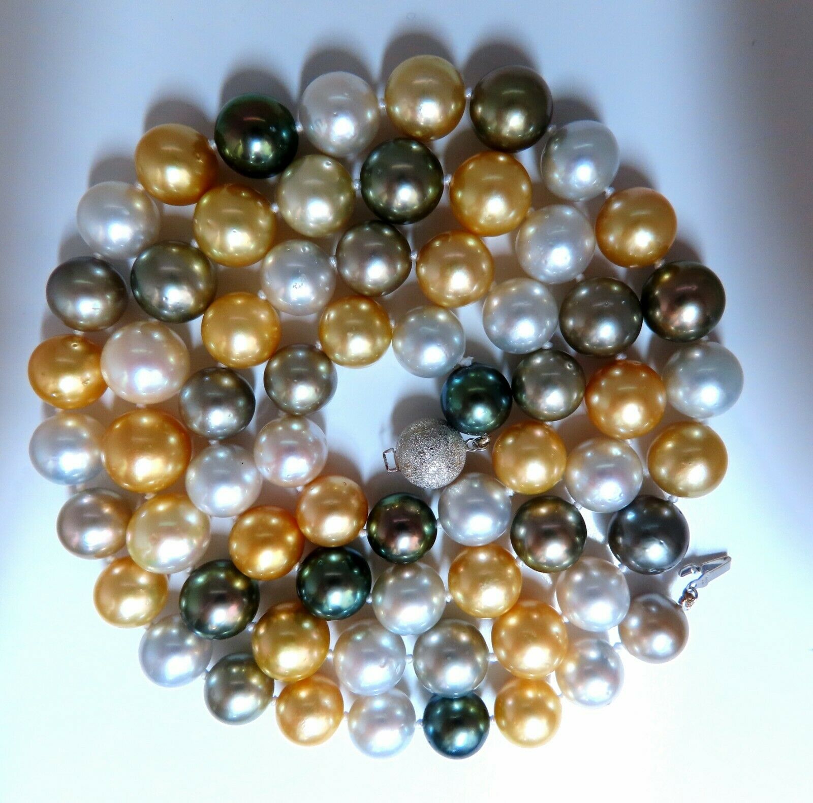 GIA Certified Natural Multicolor Tahitian Saltwater Pearl Necklace - 14.46mm 14K Gold - Elegant Jewelry for Weddings, Parties & Special Occasions