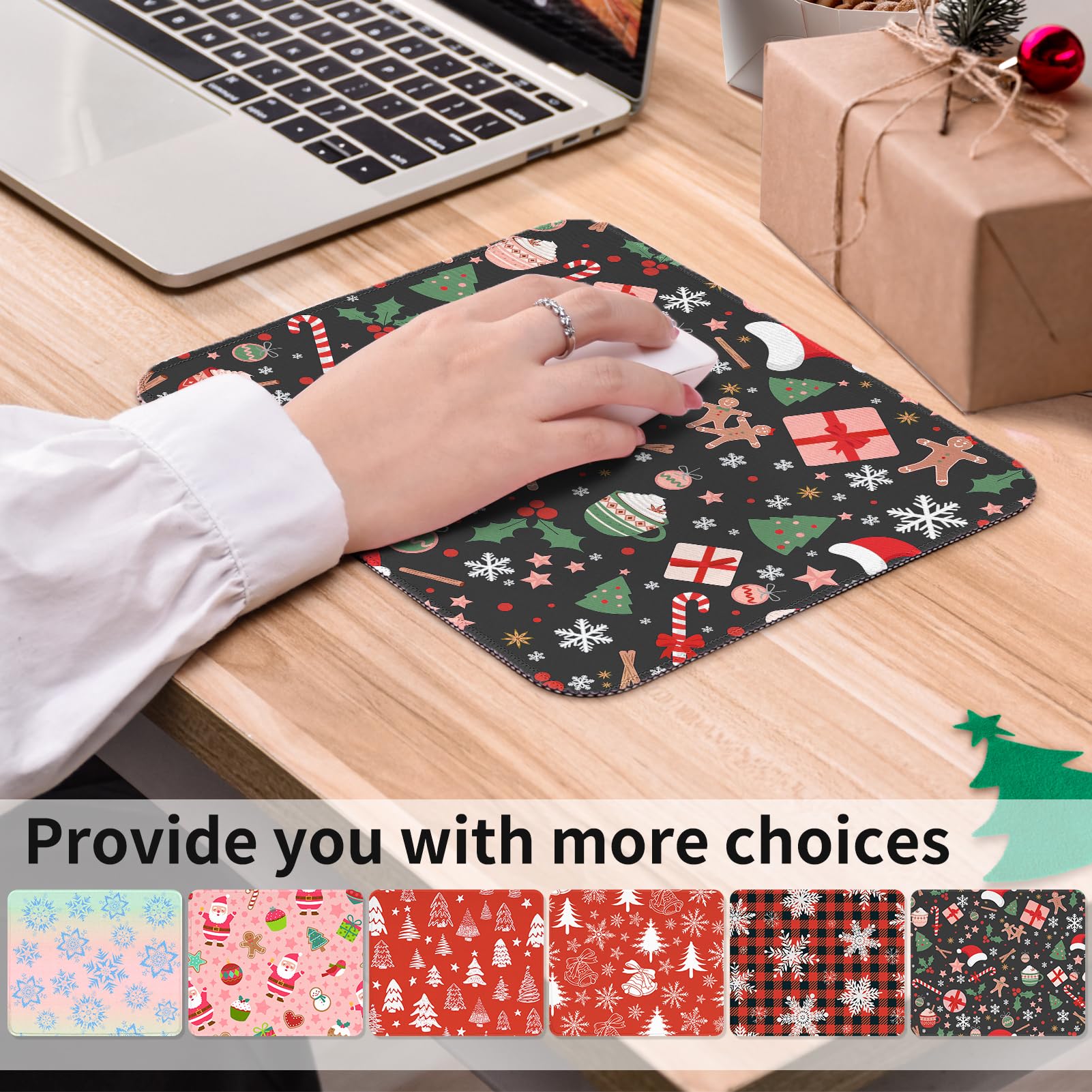 Aesthetic Cute Christmas Mouse Pad - Non-Slip Rubber Base, Waterproof Desk Mat for Wireless Mouse | Holiday Office & Home Decor, Perfect for Christmas Gifts & Computer Workstations