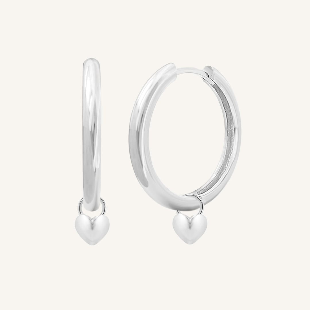 Behold Heart Plain Hoops - Minimalist Sterling Silver Hoop Earrings for Women | Perfect for Everyday Wear, Date Nights & Gifting