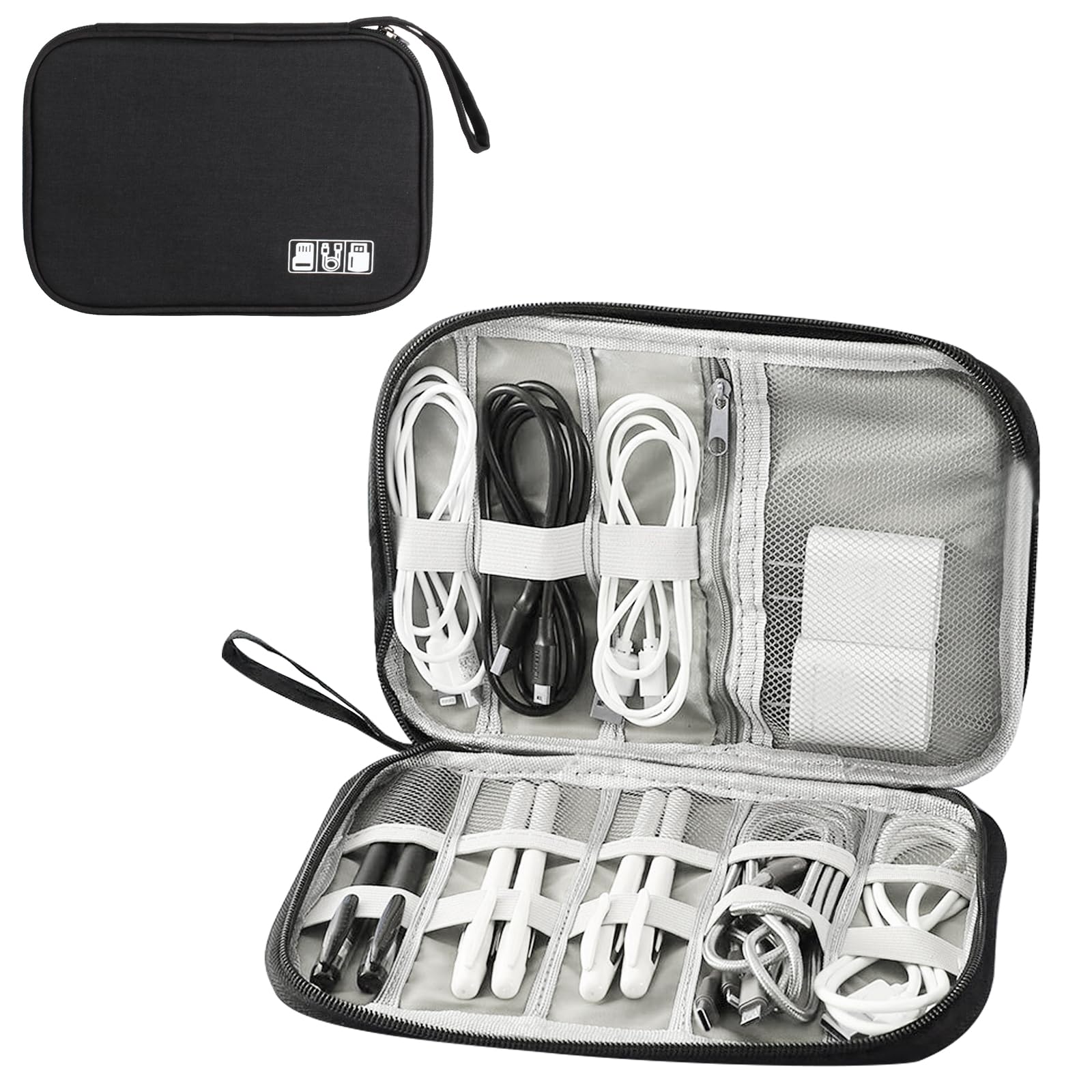 Premium Travel Cable Organizer Bag - Waterproof Electronics Accessories Case for Chargers, USB Drives, SD Cards & Hard Disks | Compact Cord Management Solution for Business Trips, Vacations & Daily Commute