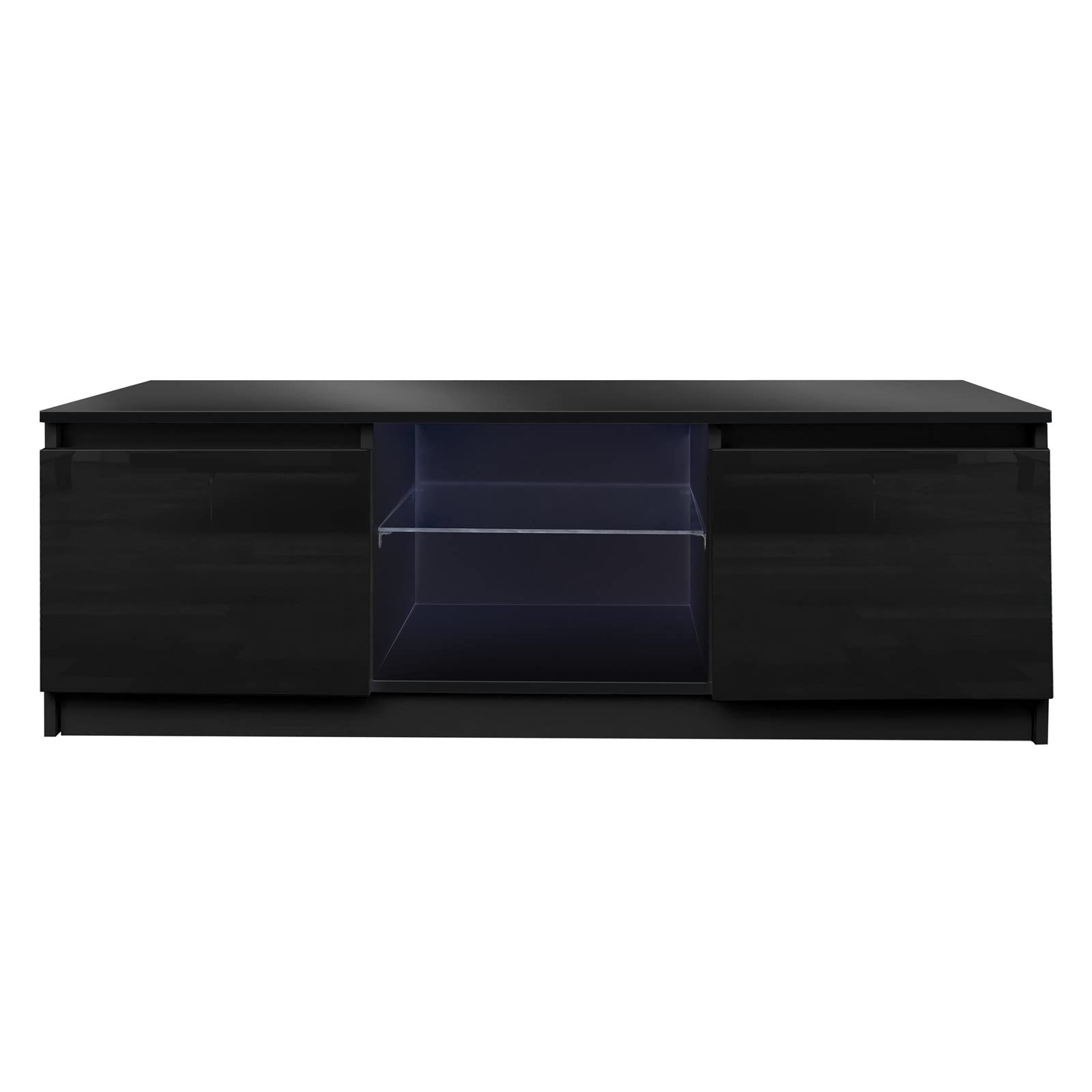 JASOYA Modern Black LED TV Stand with Lights & Storage Drawers - Wholesale Entertainment Center Media Console for Living Room - Perfect for Home Theater Setup & Living Room Organization