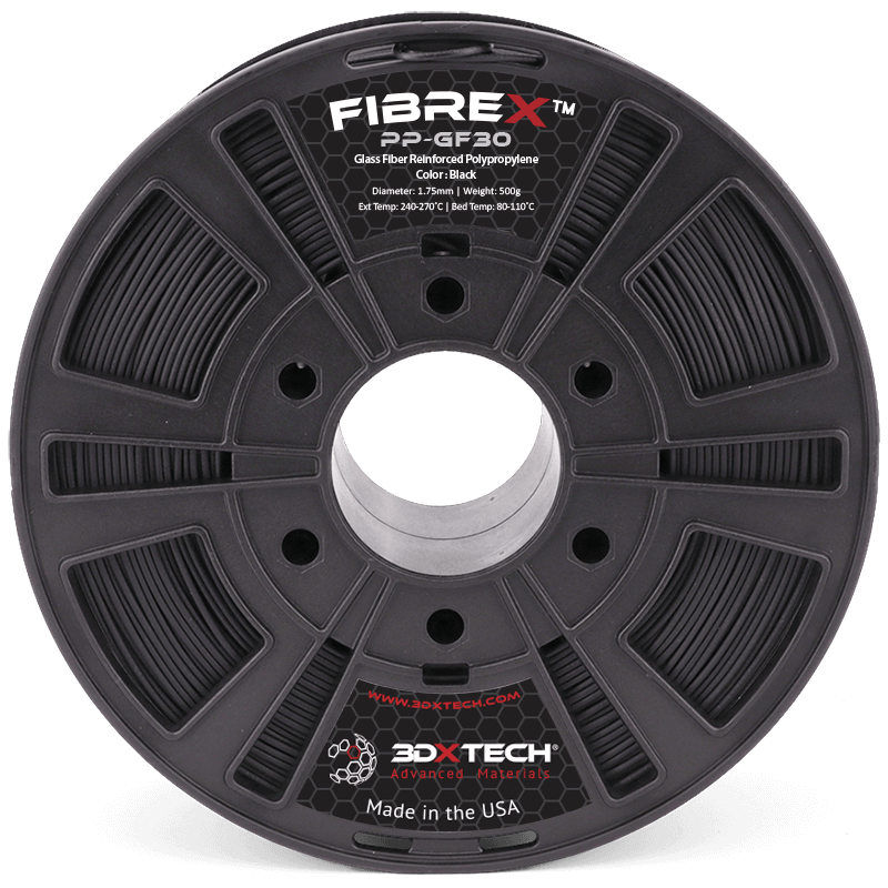 FibreX PP+GF30 1.75mm 3D Printer Filament - 500g Black Spool for High-Strength Printing | Perfect for Functional Parts, Prototypes & DIY Projects