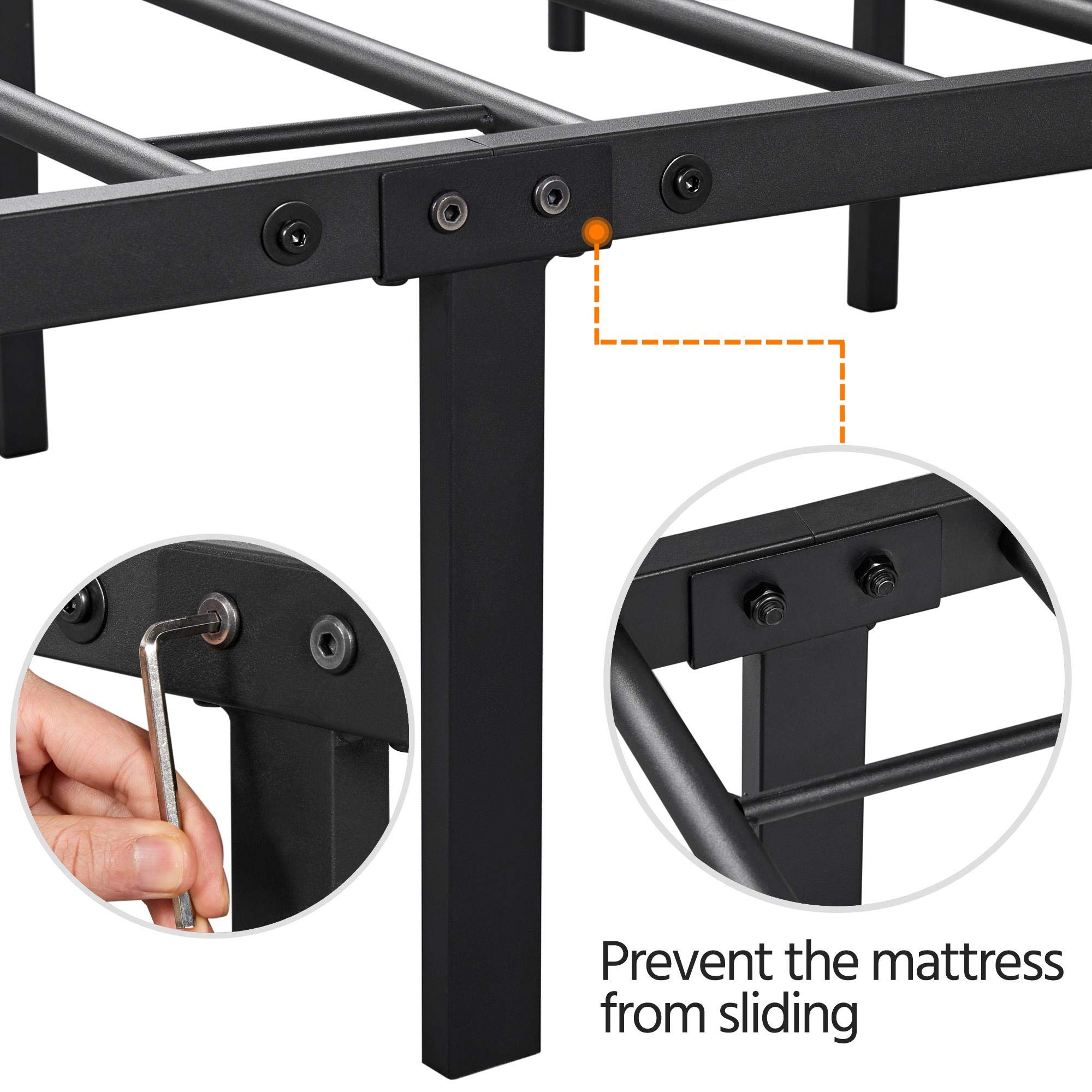 Topeakmart Twin Size Victorian Style Metal Bed Frame with Headboard - No Box Spring Needed, Sturdy Slat Support & Under Bed Storage - Perfect for Small Bedrooms, Guest Rooms & Dormitories (Black)