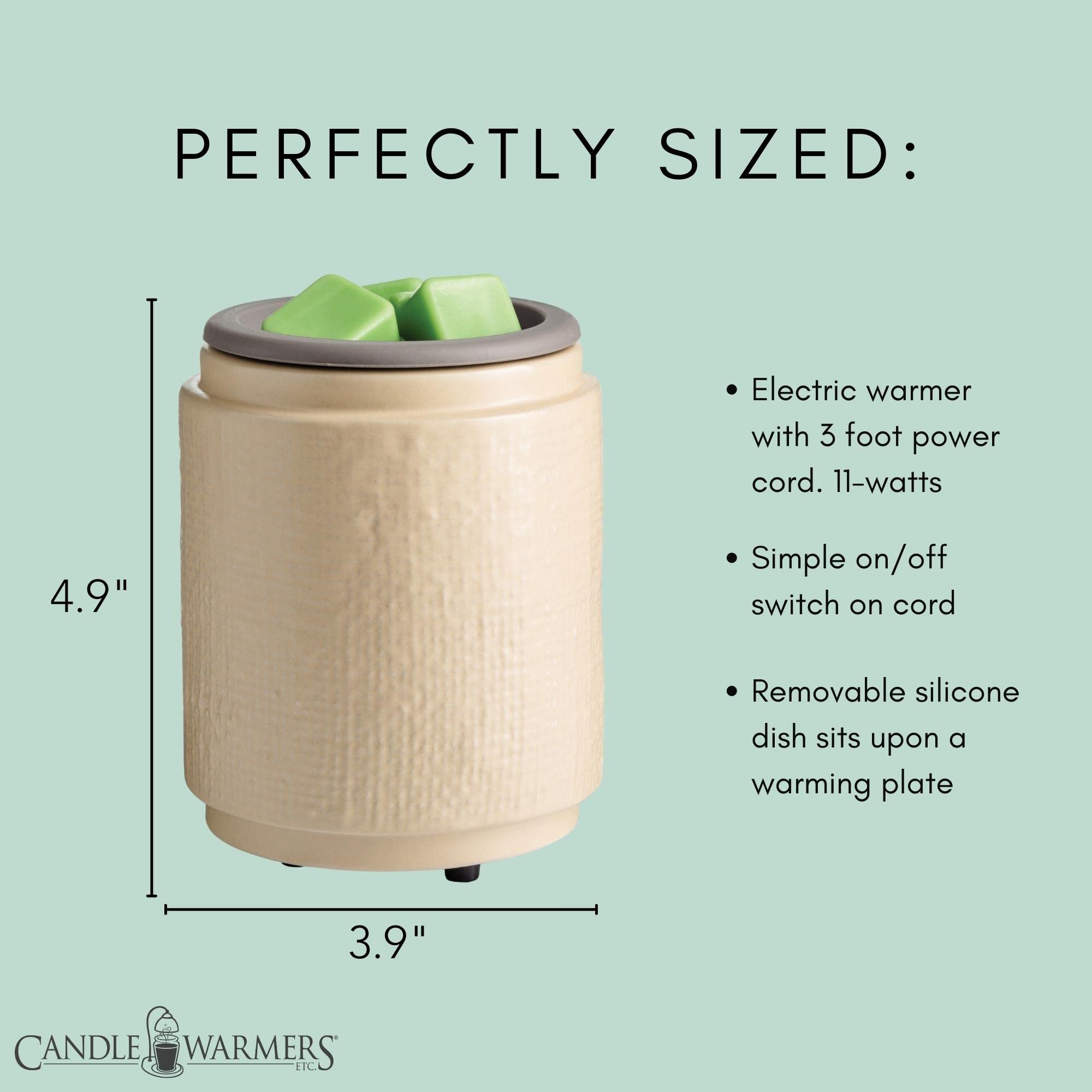 Premium Ceramic Wax Melt Warmer with Silicone Dish - Natural Linen Cream Scented Candle Warmer for Wax Melts, Cubes & Tarts | Perfect for Home Aromatherapy, Relaxation & Gift Giving