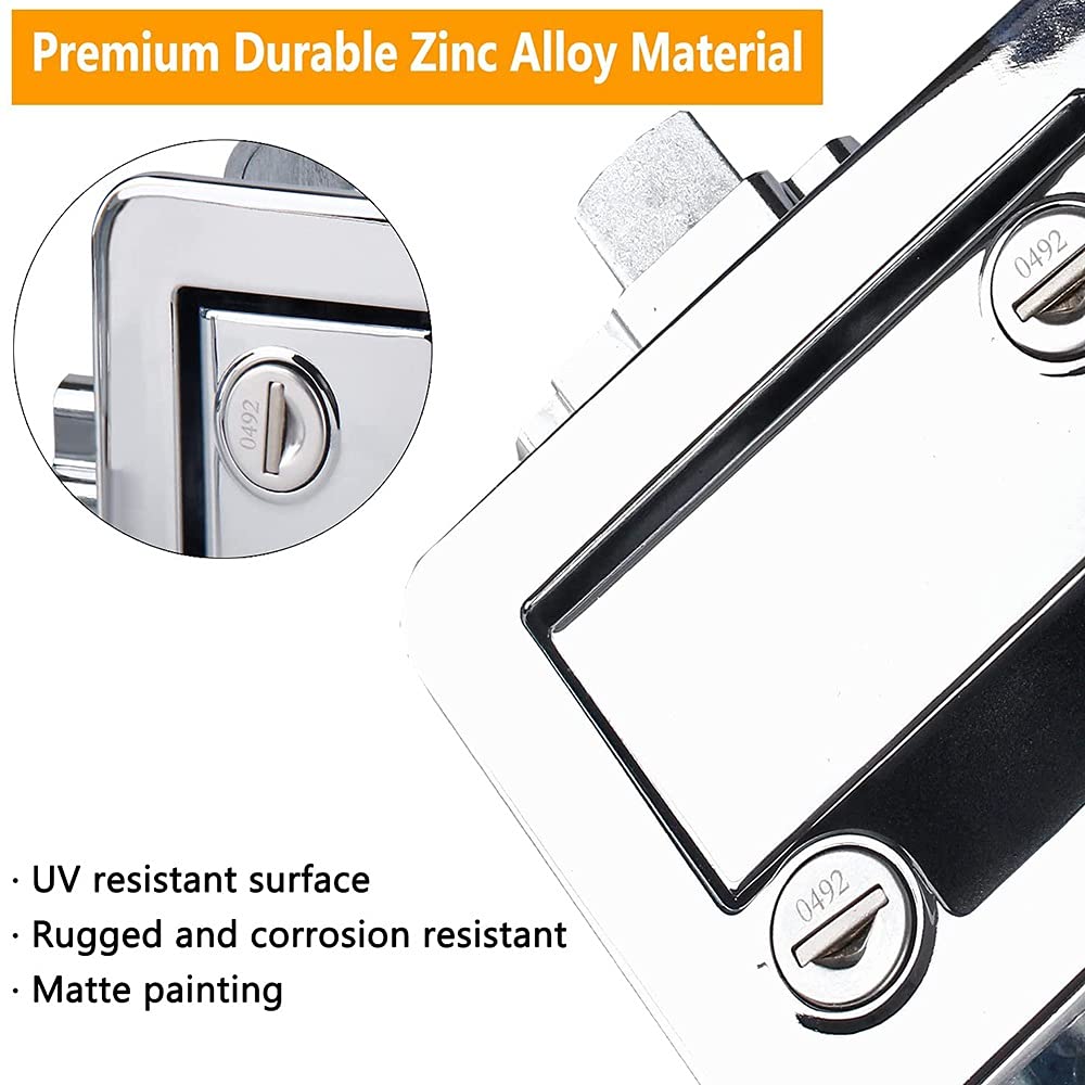 RV Camper Door Lock - Heavy Duty Zinc Alloy Entry Door Latch with Paddle Deadbolt for Travel Trailers, Horse Trailers & Cargo Haulers | Secure Your Mobile Home, Camping Vehicle & Transport Equipment