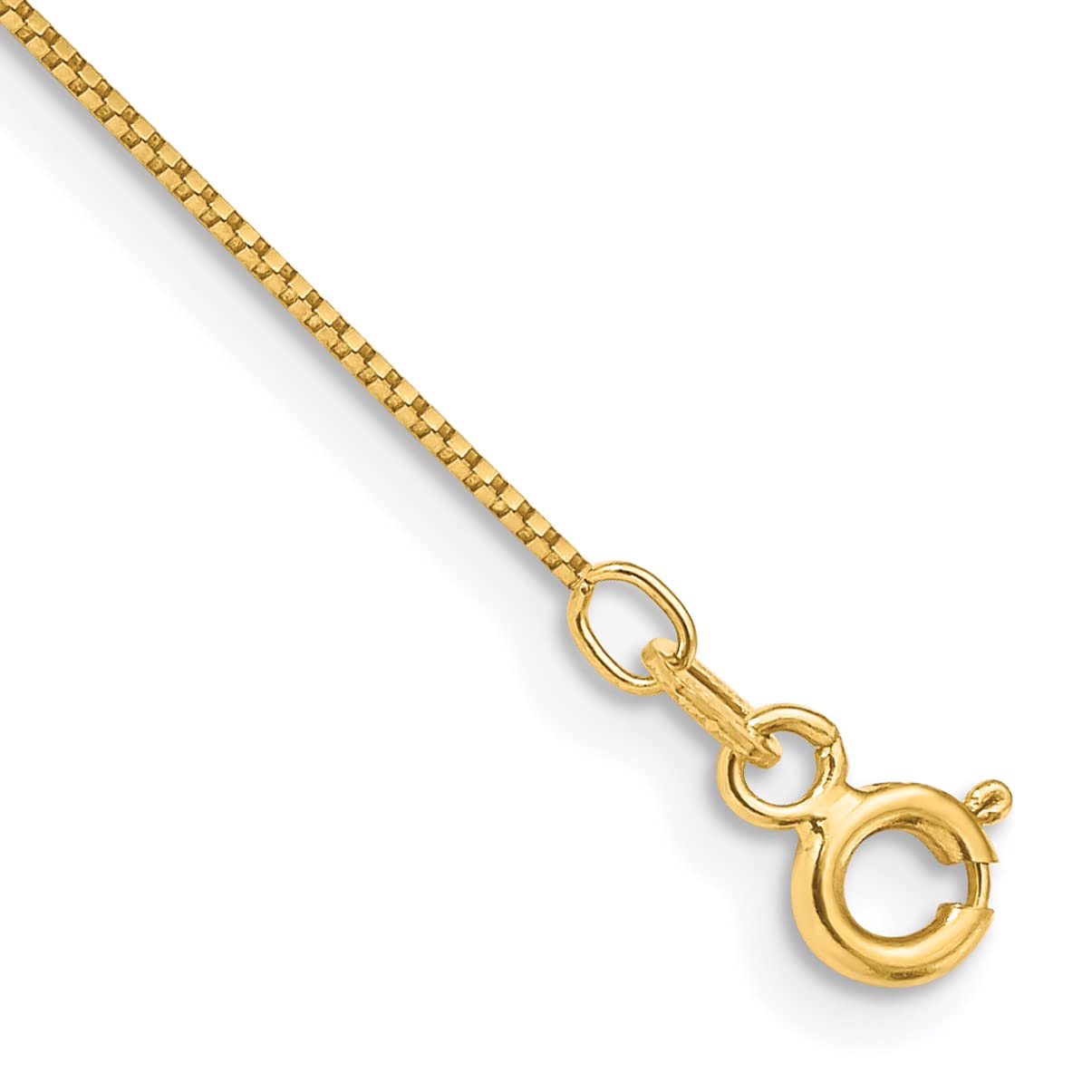14K Yellow Gold 0.7mm Box Chain Necklace with Spring Ring Lock - 10 Inch | Dainty Anklet, Layering Jewelry & Everyday Elegance for Women