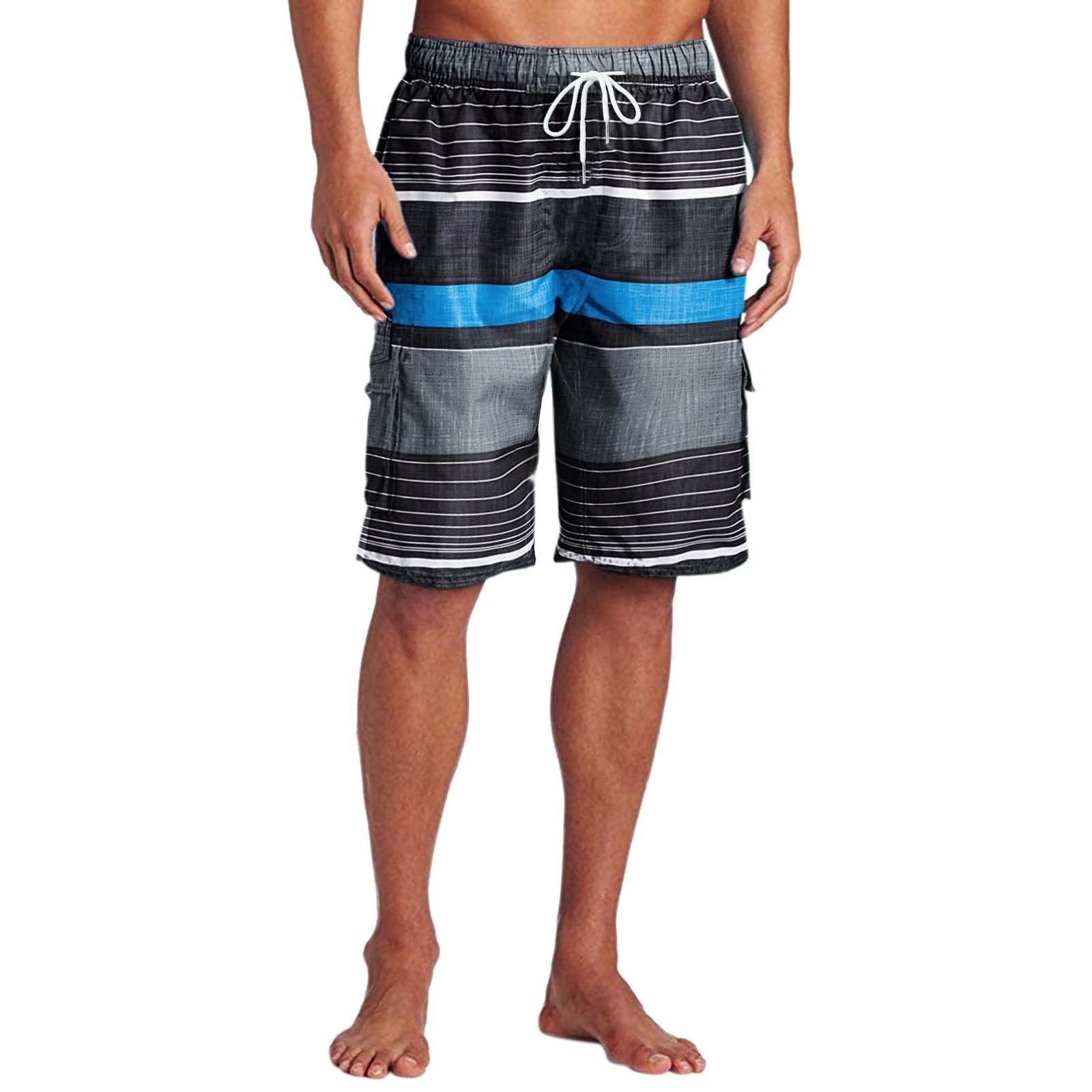 **Men's Quick Dry Hawaiian Swim Shorts with Drawstring Waist - Beach Board Shorts for Swimming, Surfing & Summer Vacations**
