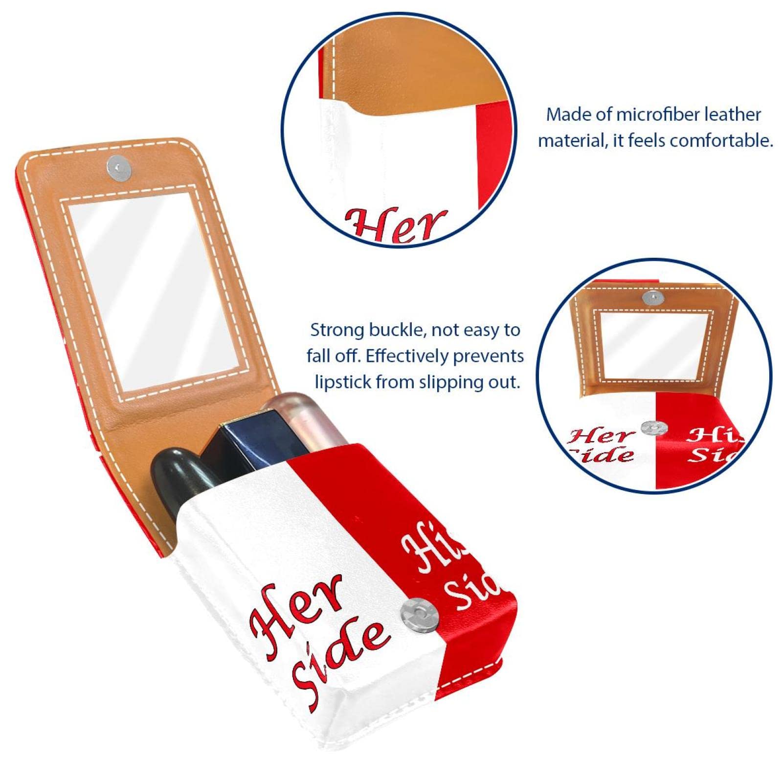 Personalized Lipstick Case - Portable Makeup Bag & Cosmetic Pouch Organizer for Women and Men (His & Hers) - White & Red - Perfect for Travel, Home Storage & Gift Giving