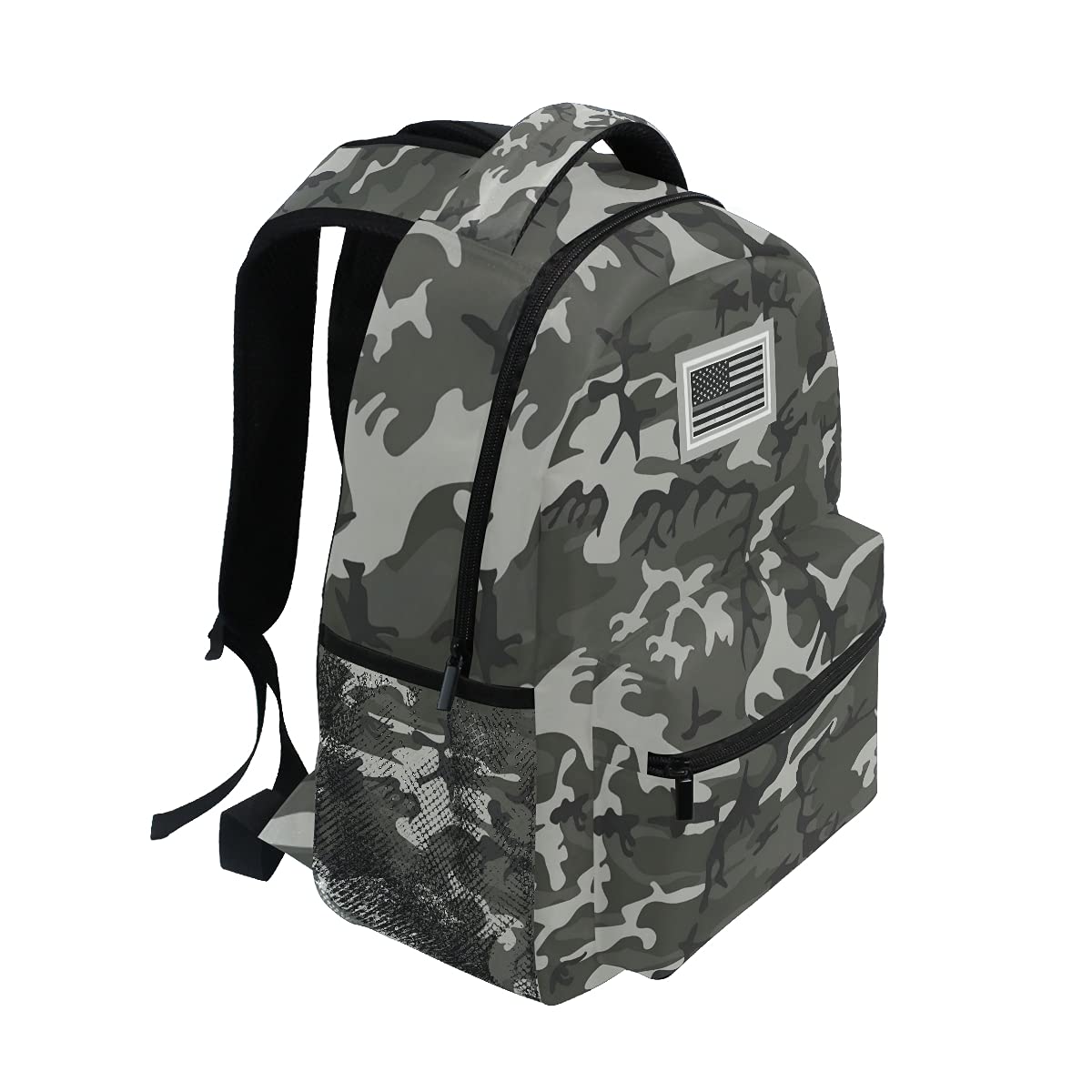 Camo American Flag Backpack for Teens - Waterproof School Bookbag with Laptop Compartment, Durable Travel Daypack for Boys & Girls - Perfect for College, Hiking, and Outdoor Adventures