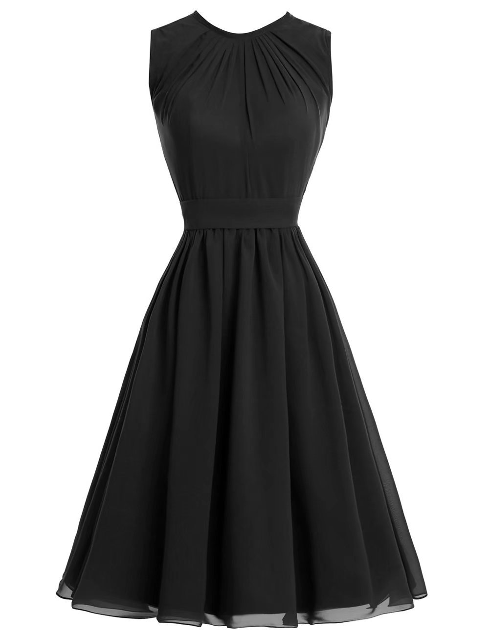 Elegant Women's Chiffon Sleeveless Knee-Length Dress - Perfect for Bridesmaid, Mother of the Bride & Evening Occasions | Formal Party, Wedding Guest & Special Events Attire