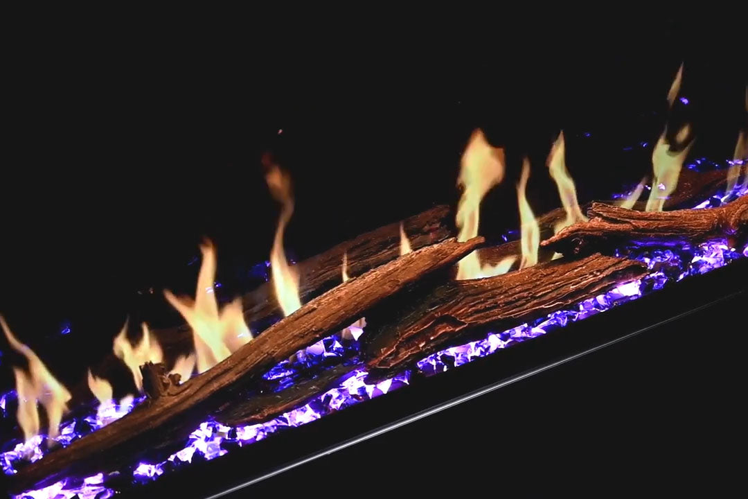 Modern Flames Orion Slim 100 Heliovision Virtual Recessed Wall Mount Electric Fireplace - Realistic LED Flame Heater for Living Room, Bedroom & Office