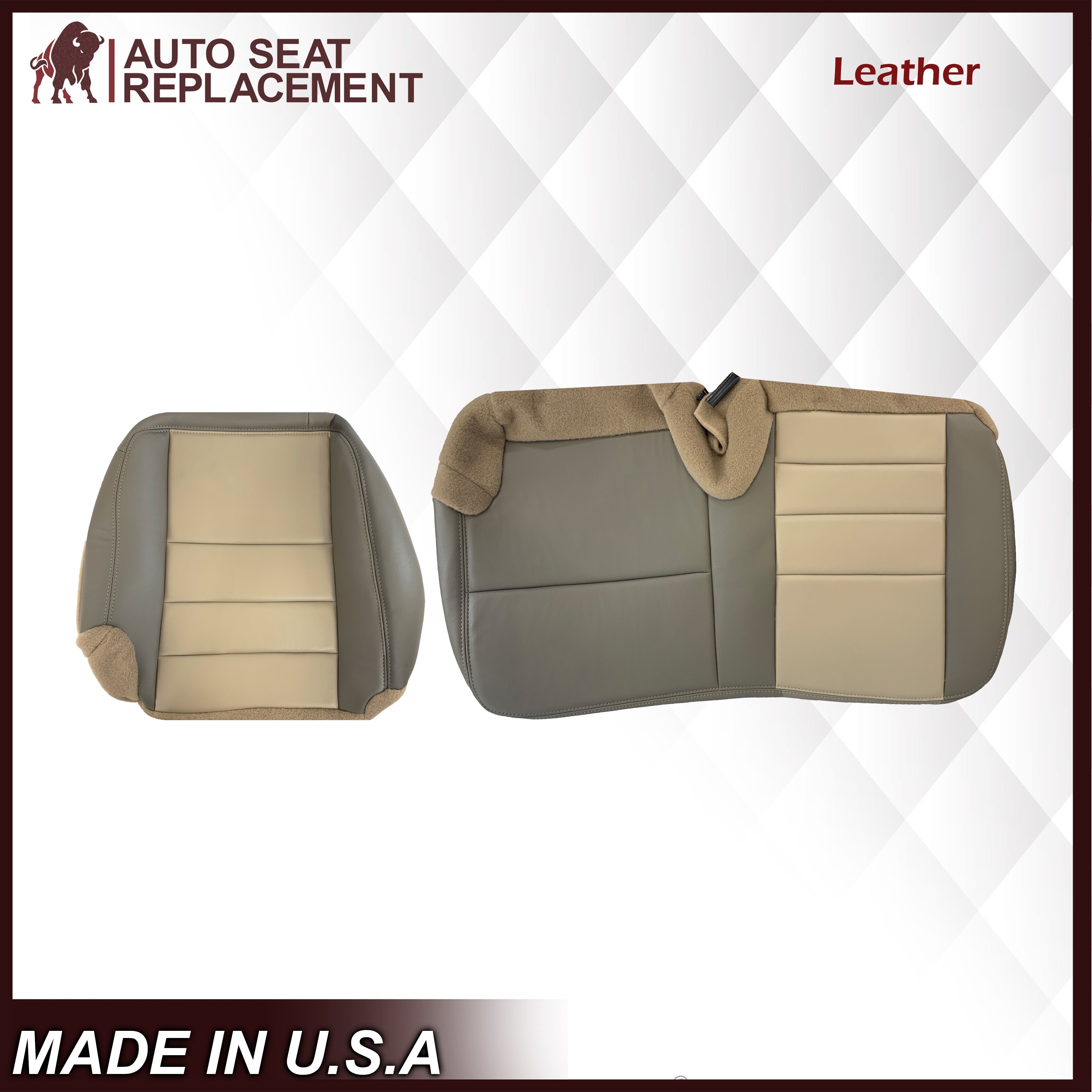 2002-2004 Ford Excursion Eddie Bauer Edition 60/40 Split Second Row Seat Covers - 2-Tone Tan & Gray | Custom Fit for SUV Protection & Comfort | Perfect for Road Trips, Family Travel & Off-Road Adventures
