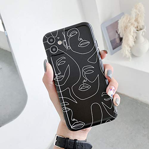 Retro Abstract Smiley Face Shockproof Case for iPhone 11 - Cute Black & White Design Protective Soft Cover for Women & Girls | Perfect for Daily Use, Work & Travel Protection