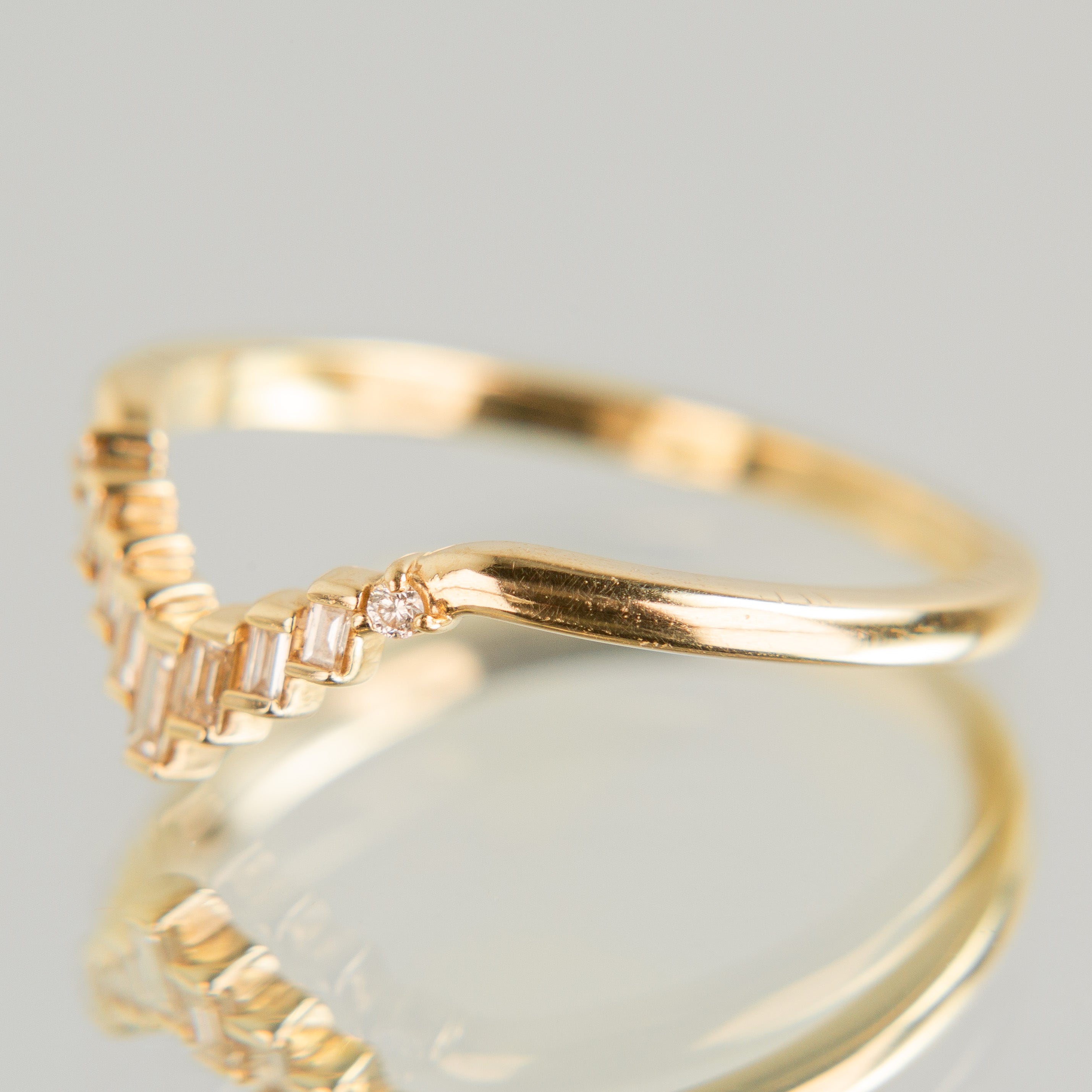 Exquisite Baguette Diamond Chevron Wedding Band - Elegant Stackable Ring for Women, Perfect for Bridal, Anniversary & Special Occasions