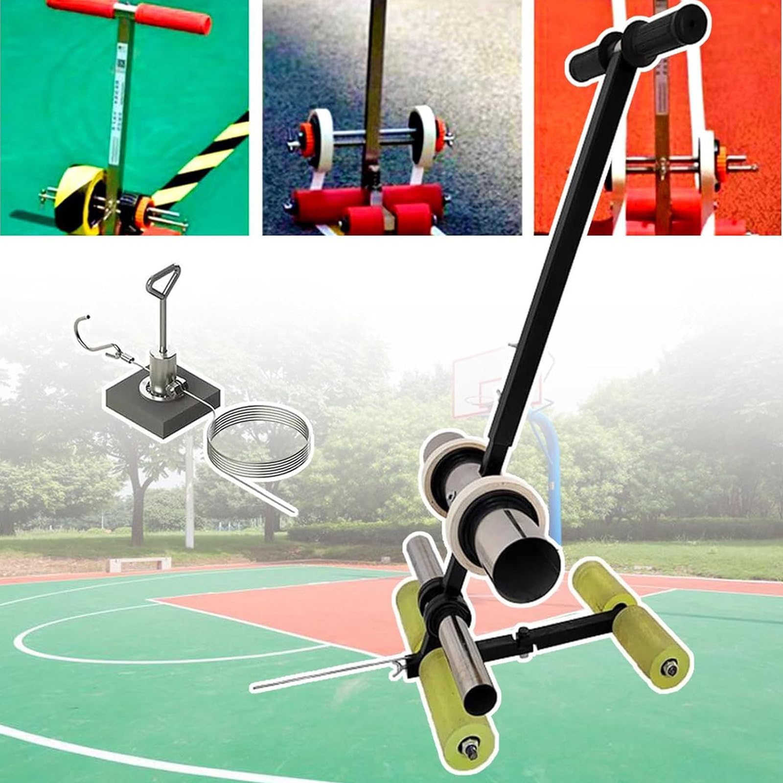 Professional Hand-Push Athletic Field Striping Machine - Basketball Court & Driveway Line Marker with Circle Drawing Tool | Perfect for Sports Courts, Parking Lots & Playgrounds