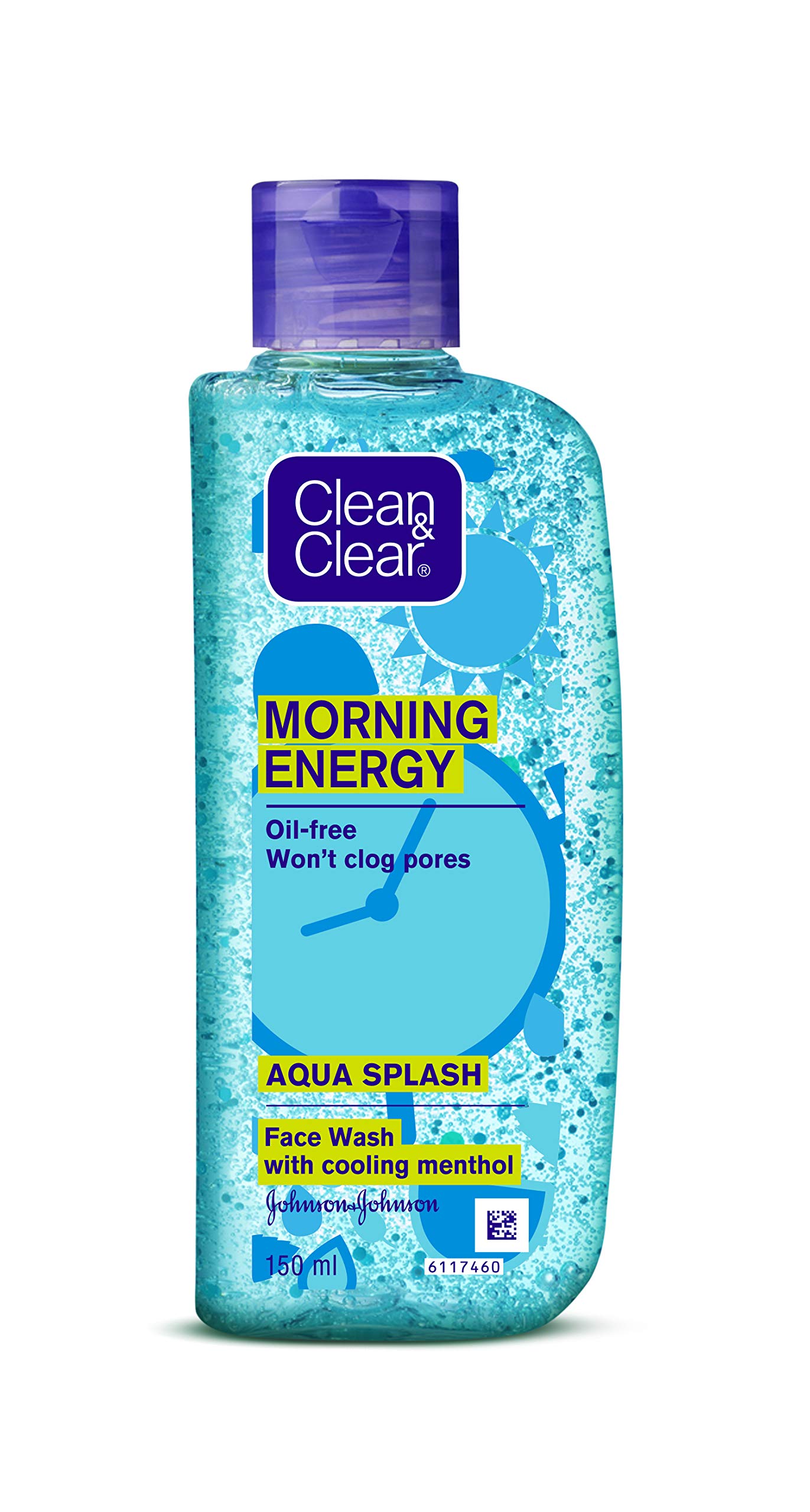 Clean & Clear Morning Energy Aqua Splash Hydrating Facial Cleanser - 150ml Blue Bottle for Refreshing Morning Skincare Routine | Gentle Face Wash for Oily & Acne-Prone Skin | Wake Up Your Skin with Energizing Formula