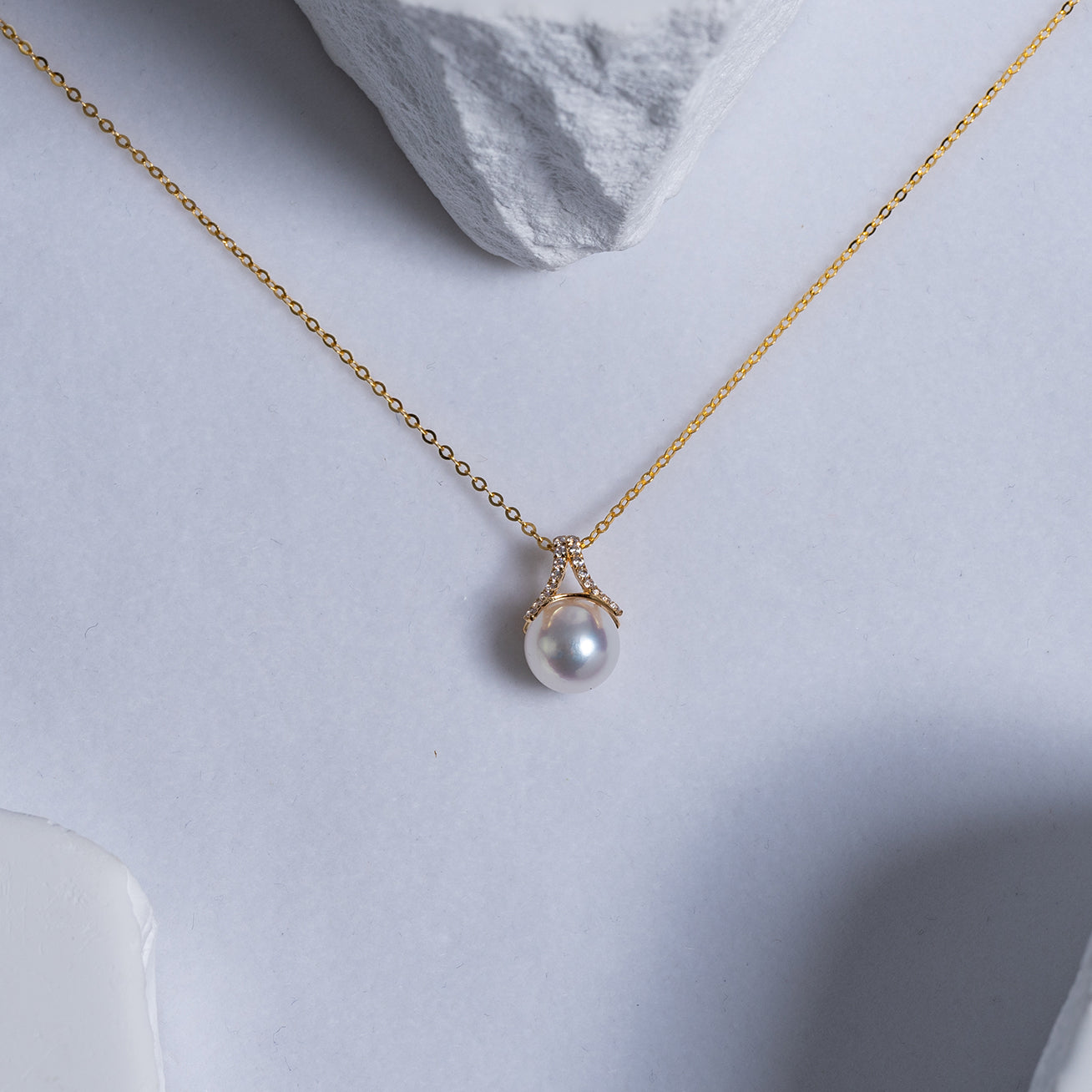 18K Solid Gold Hanadama Akoya Pearl Necklace - AAA Quality Japanese Cultured Pearls for Women, Elegant Bridal Jewelry Gift (KN00110) | Perfect for Weddings, Anniversaries & Special Occasions