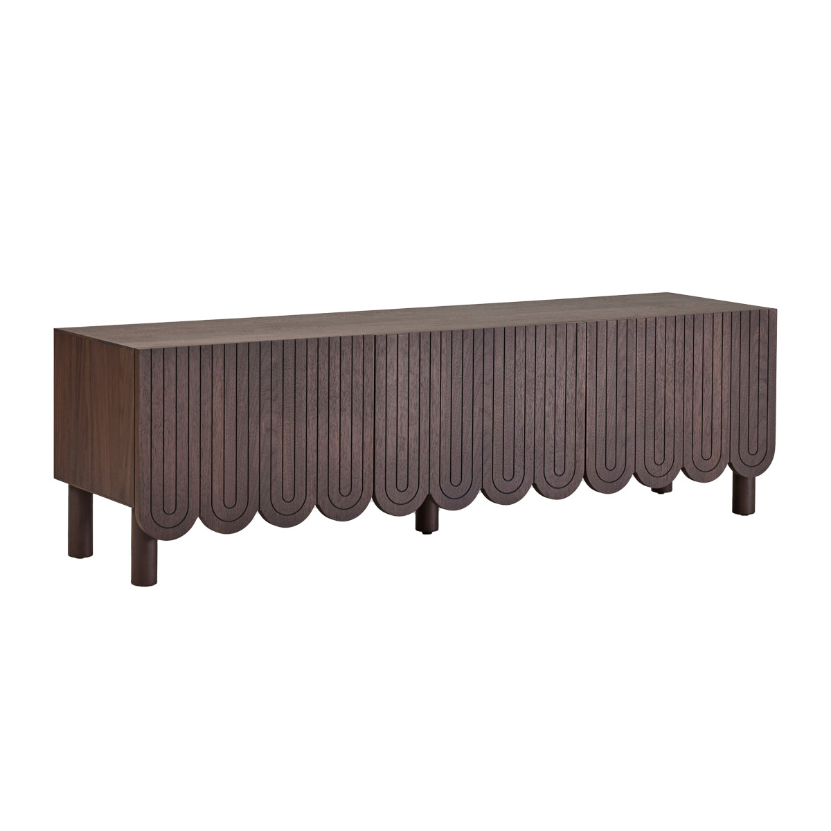 Dune Rise Three Door TV Stand Entertainment Center - Modern Media Console for Living Room, Bedroom & Home Theater