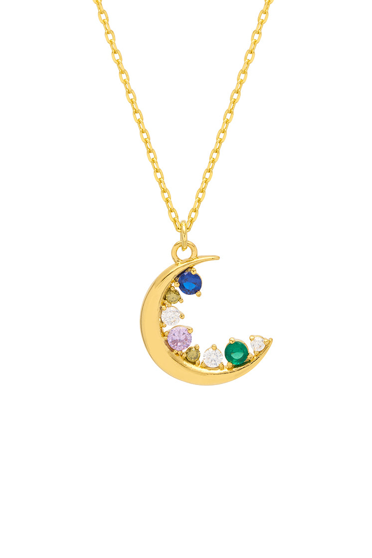 CZ Moon Pendant Necklace - 925 Sterling Silver Elegant Celestial Jewelry for Women - Perfect for Date Night, Birthday Gifts & Everyday Wear