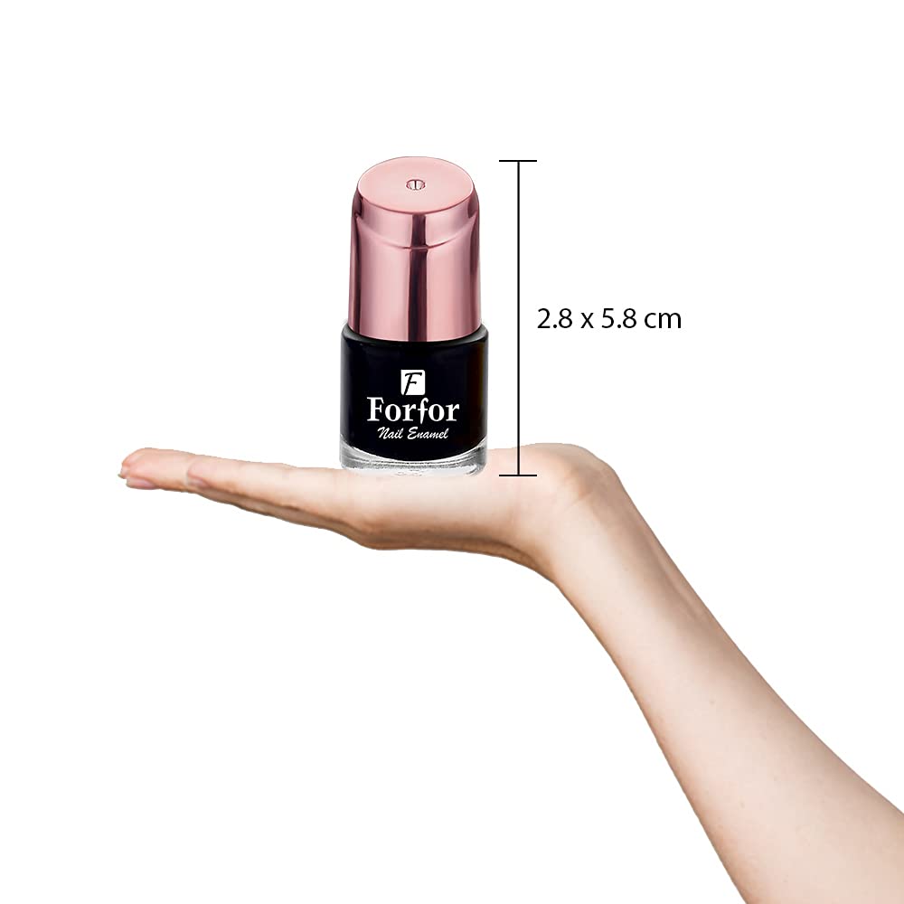 FORFOR® Perfect Stay Glossy Nail Polish - Long Lasting, Chip Resistant, Charcoal Black Nail Lacquer for Women | Salon Quality at Home, Perfect for Parties, Weddings & Everyday Wear