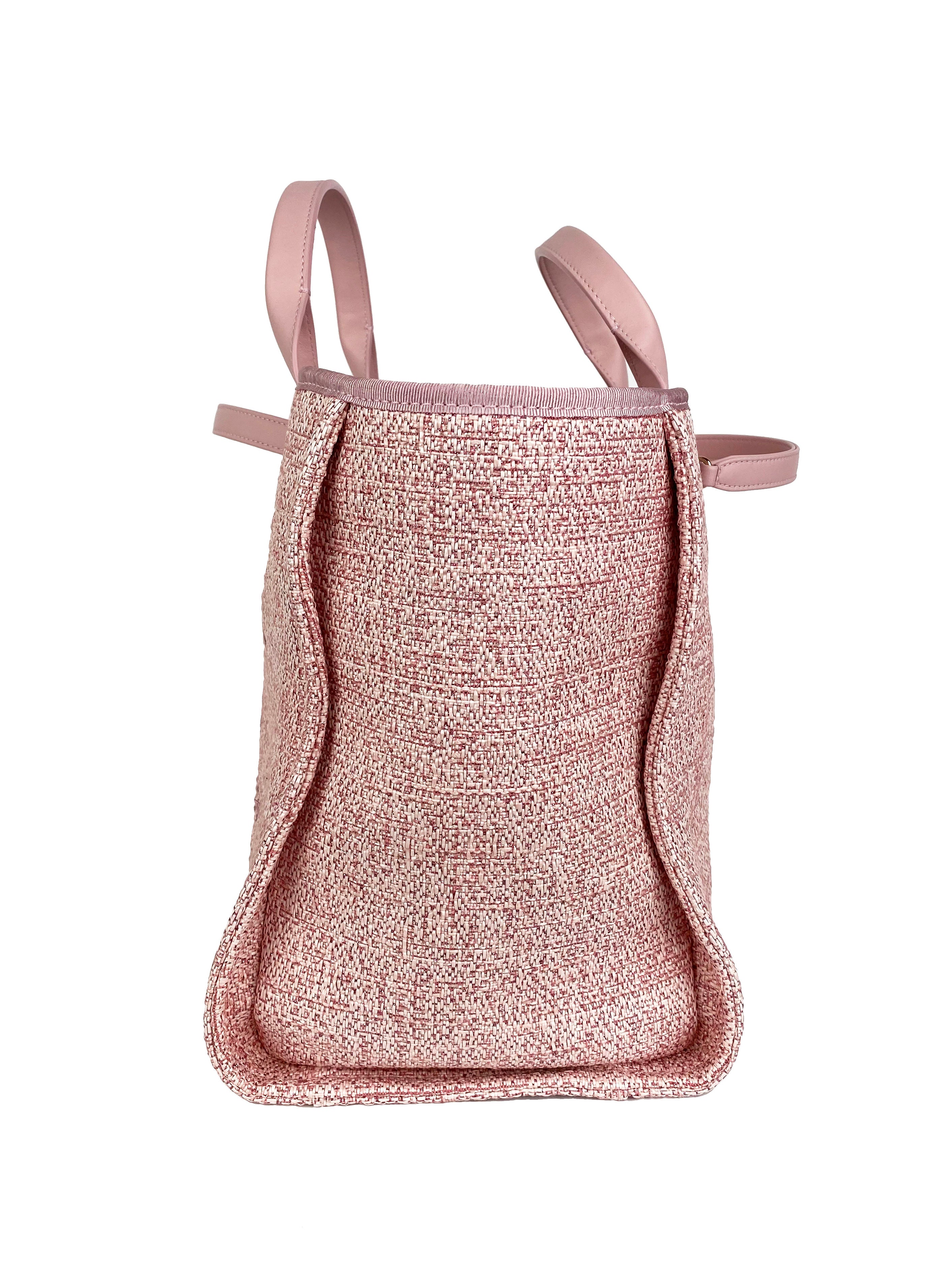Chanel Large Pink Deauville Tote Bag for Women - Luxury Designer Handbag, Spacious Shoulder Bag for Work, Travel & Shopping