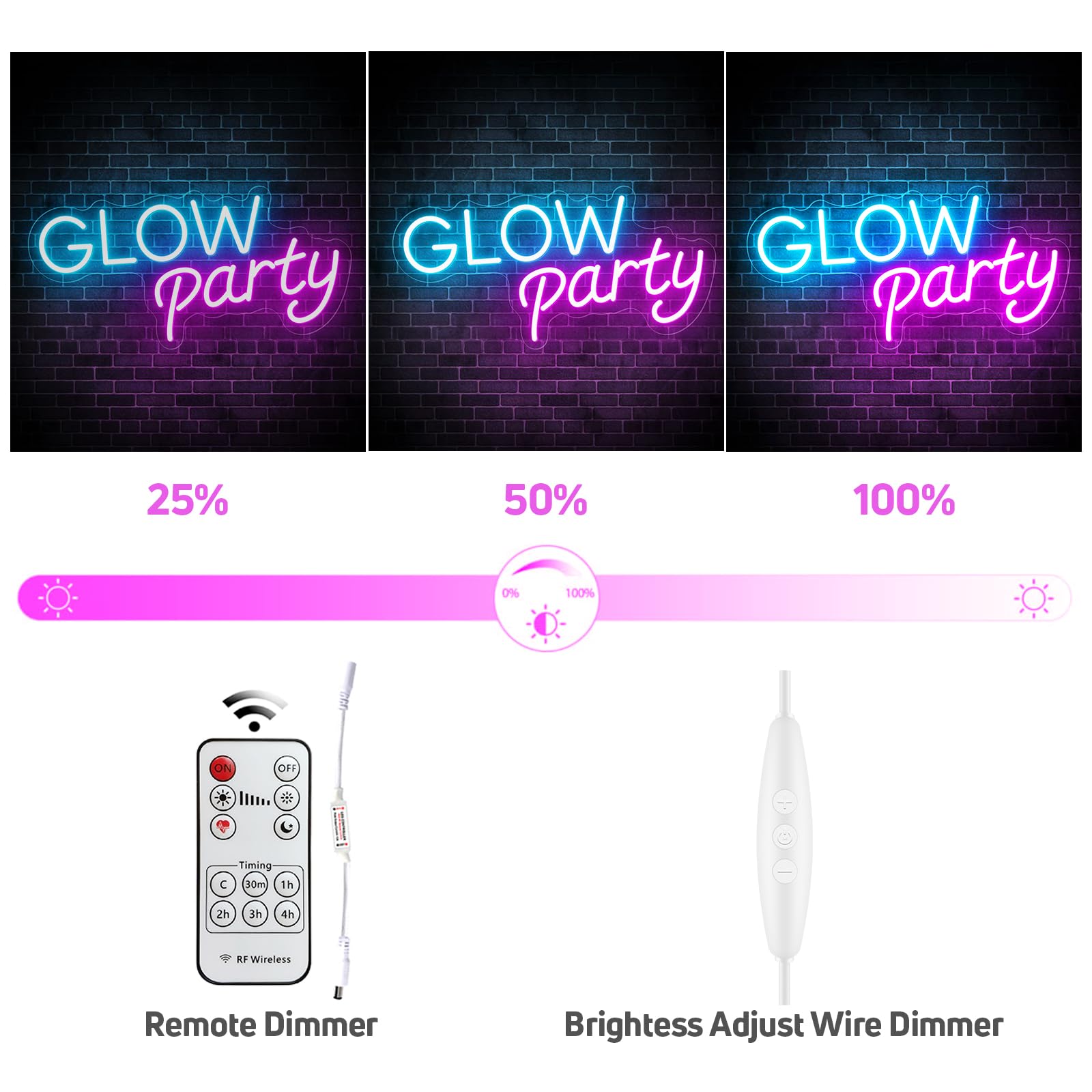 15'' Pink LED Neon Light Sign for Kids - Glow Party Wall Decor with Remote Dimmer & USB Power, Perfect for Baby Room, Bedroom, Home Store, and Business - Ideal for Birthday Parties, Nursery Decor, and Retail Displays