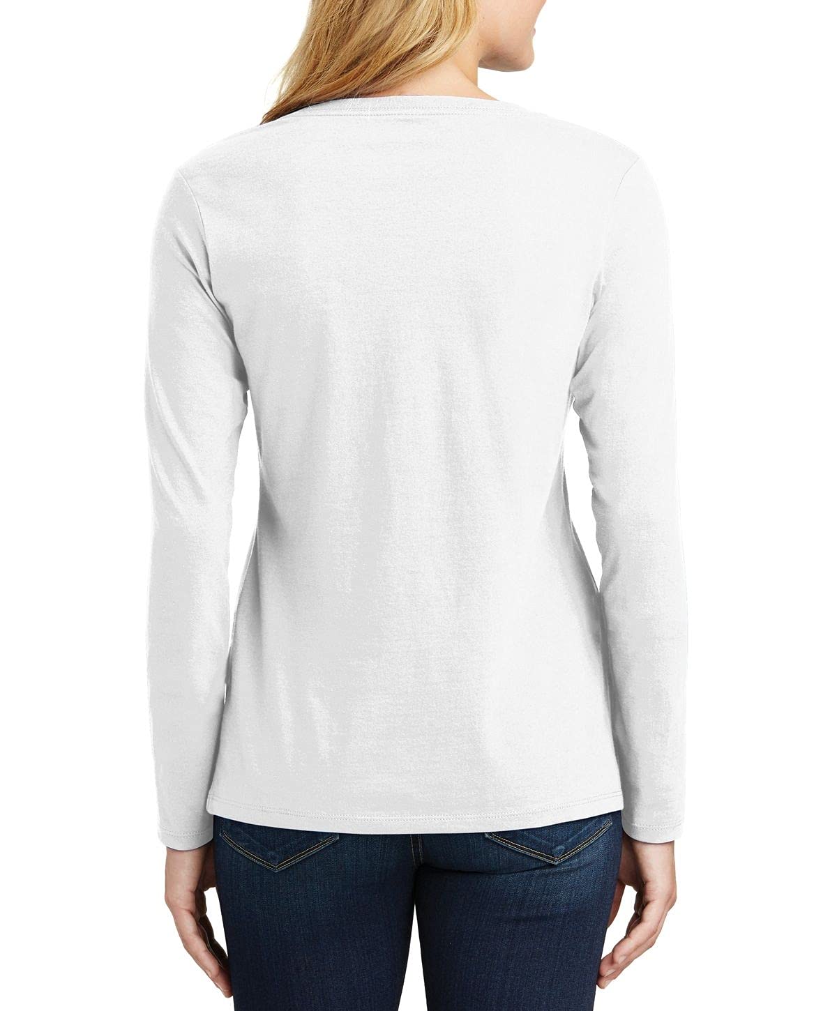 JustBlanks Women's Long Sleeve V-Neck T-Shirts | 100% Cotton Soft Basic Tee for Women | Casual Wear, Layering & Everyday Comfort