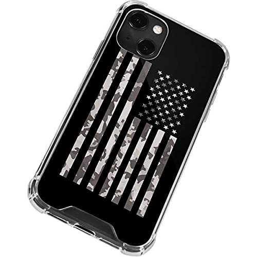 Skinit Clear Phone Case for iPhone 13 Mini - Black & White Camo American Flag Design | Protective Slim Cover | Perfect for Everyday Use, Travel & Outdoor Activities