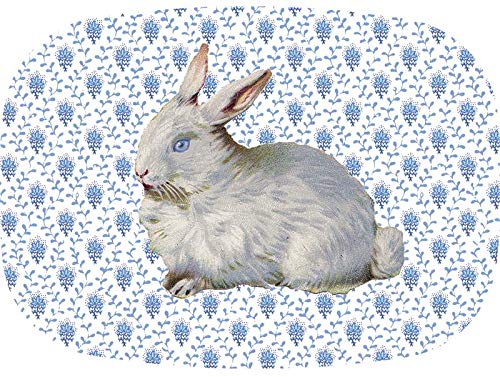 Marye-Kelley Blue Bunny Provincial Print Melamine Plate - Easter Tableware, Spring Dinnerware Set - Perfect for Easter Brunch, Spring Decor & Holiday Gift Giving
