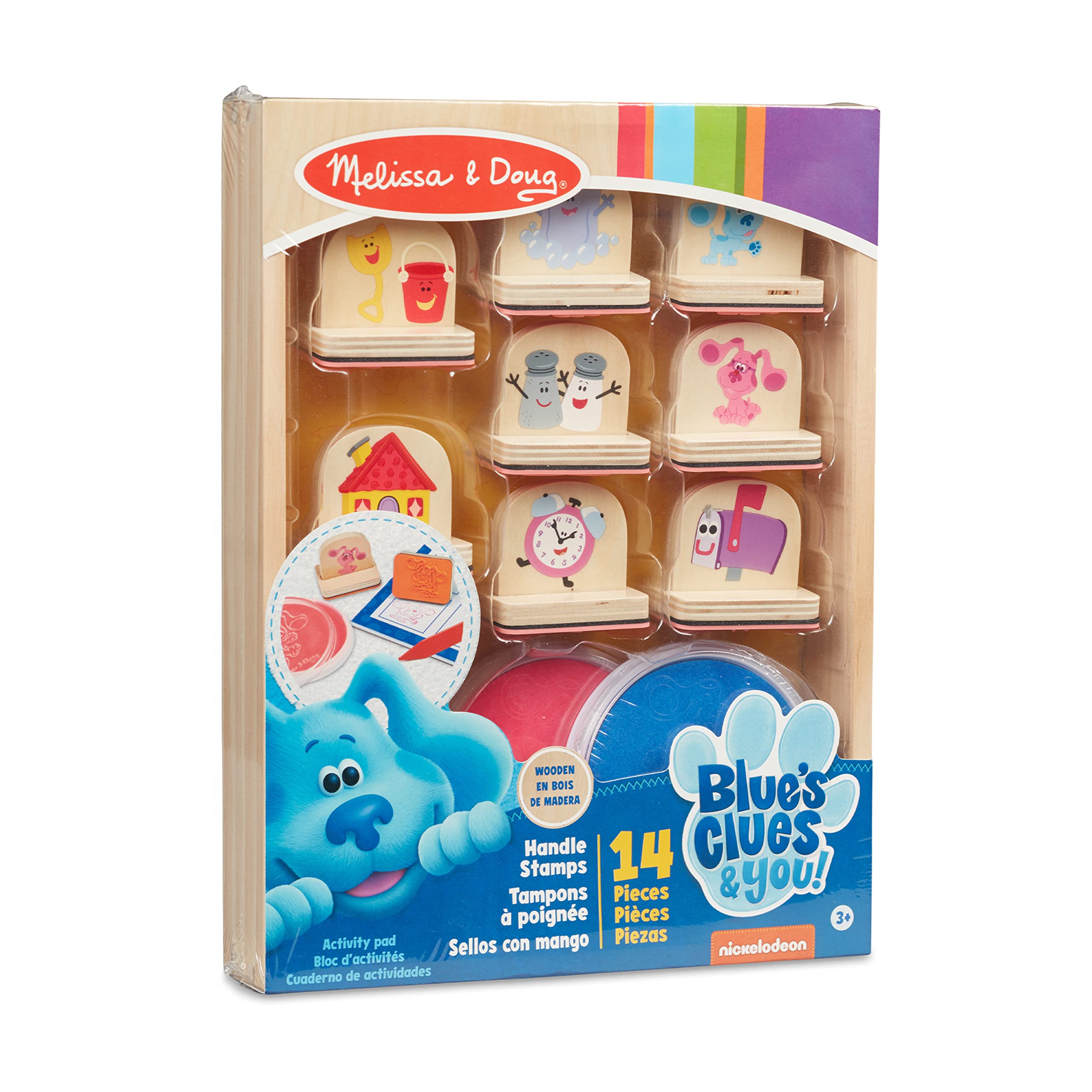 Melissa & Doug Wooden Stamps & Activity Pad - Blue's Clues Set (15pc) for Kids' Creative Play