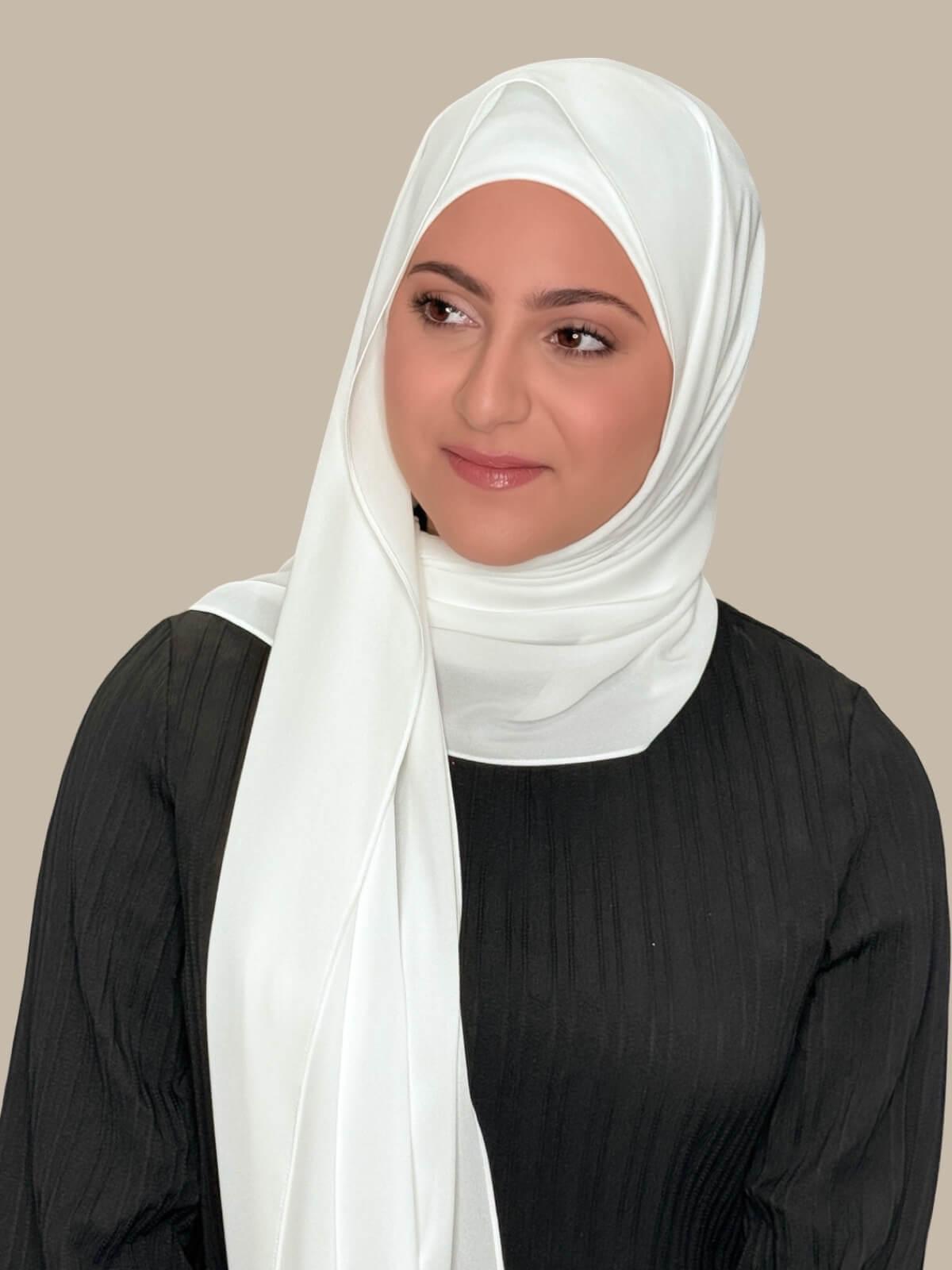 Elegant White Chiffon Hijab Set for Women - Modish Girl Matching Scarf & Accessories - Perfect for Daily Wear, Work, and Special Occasions