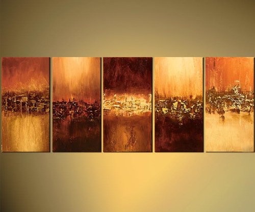 Wieco Art 5-Piece Abstract Oil Paintings Canvas Wall Art - Extra Large Modern Hand-Painted Impressionist Artwork - Ready to Hang for Living Room, Bedroom, Office & Home Decor - Perfect for Modern Interiors & Gift Giving