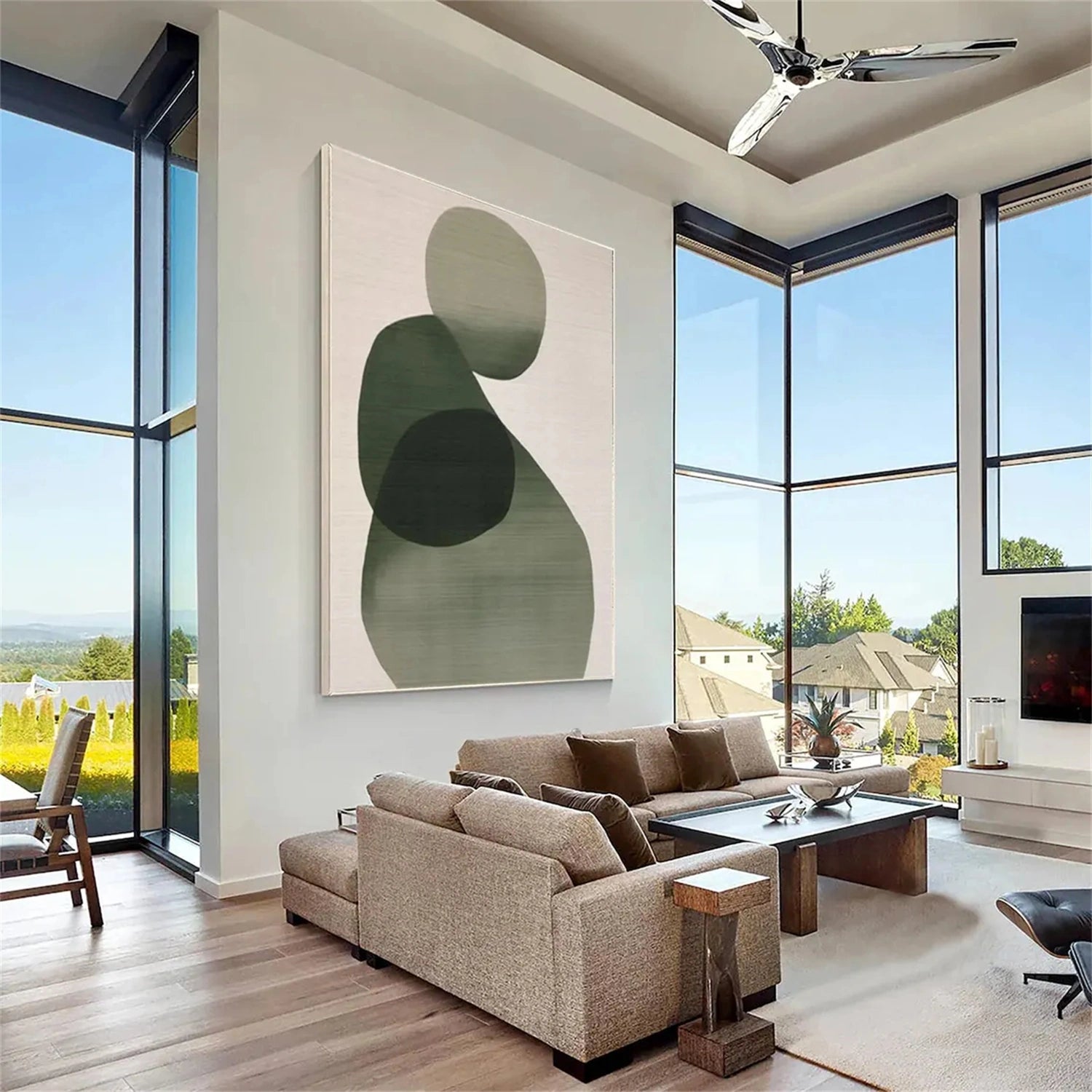 Blue & Green Abstract Canvas Wall Art #BG089 - Modern Home Decor for Living Room, Bedroom & Office