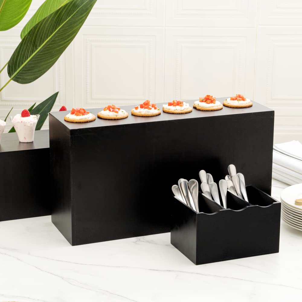 20.5 x 7 x 11 Inch Black Bamboo Food Display Riser - Wooden Bakery Stand for Cupcakes, Candy & Desserts | Perfect for Retail Stores, Catering Events & Buffet Displays | Durable Restaurantware for Showcasing Treats