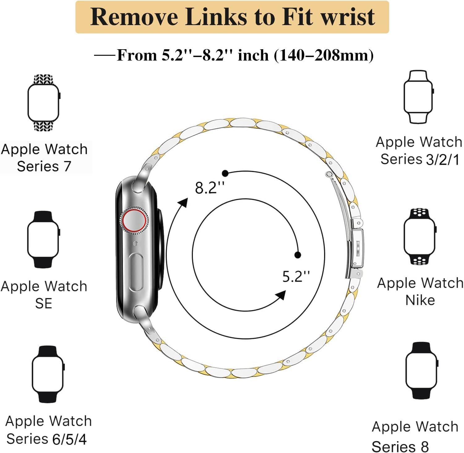 Premium Stainless Steel Apple Watch Band for Men - Compatible with 38mm 40mm 41mm iWatch Series Ultra/Ultra2/SE/9/8/7/6/5/4/3/2/1 - Elegant Silver Metal Chain Strap for Business, Casual & Formal Occasions