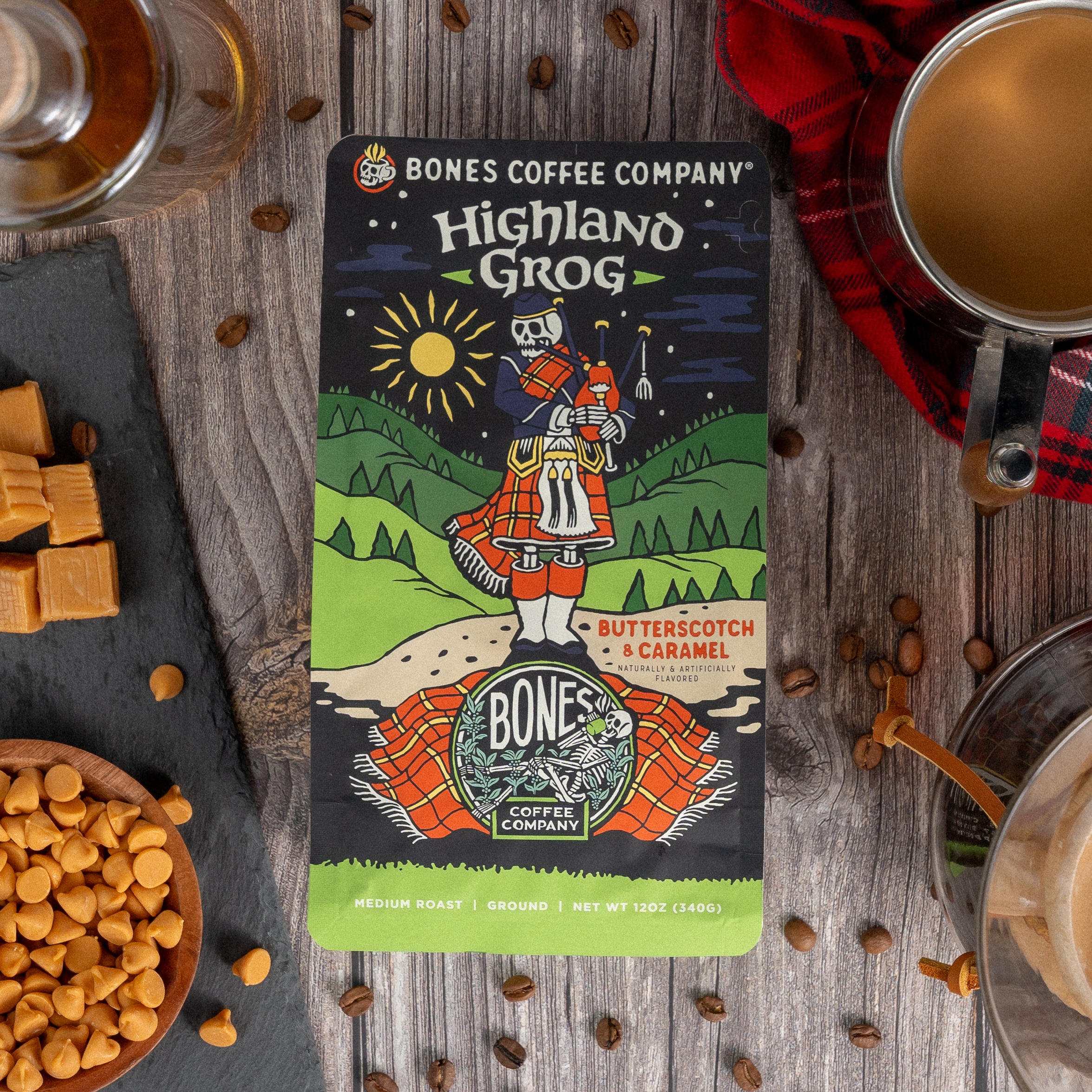 Organic Decaf Highland Grog Coffee - 12oz Whole Bean | Rich & Smooth Flavor for Morning Brew & Afternoon Relaxation