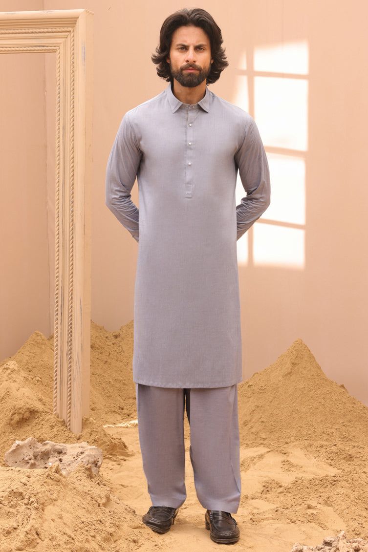 Premium Cotton Blue Shalwar Kameez by J. Junaid Jamshed - Traditional Pakistani Outfit for Men, Comfortable & Stylish Eid & Wedding Wear