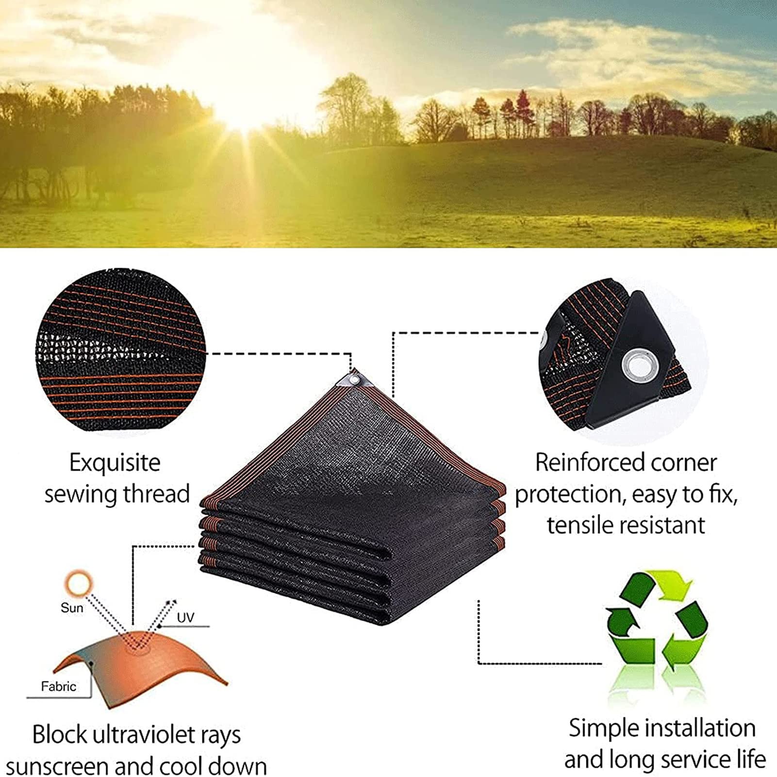 70-80% Black Shade Cloth Net - Breathable Sun Mesh for Outdoor Canopy, Greenhouse & Plant Protection - UV Resistant Shade Fabric for Camping, Garden & Patio (9x10m) - Perfect for Sun Shelters, Backyard Shade & Outdoor Activities