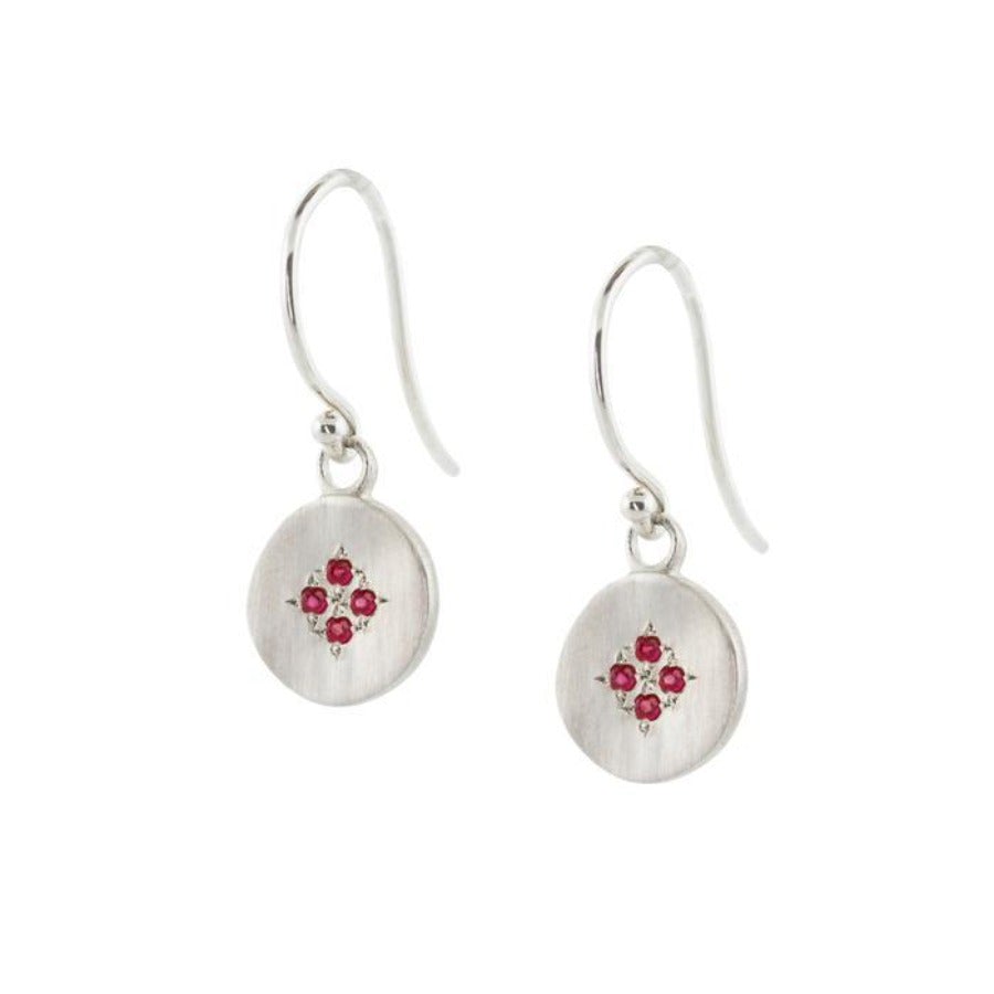 Silver & Ruby Four Star Wave Charm Earrings – Elegant Boho Jewelry for Women | Perfect for Parties, Weddings & Everyday Wear