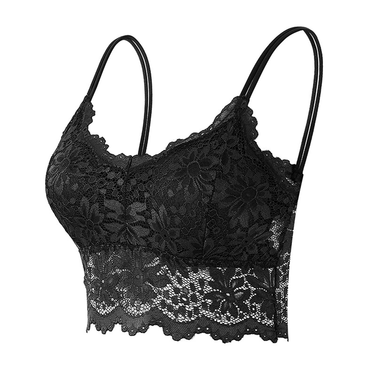 Plus Size Women's Bralette - Wireless Comfortable Crop Top Bra, Sexy V-Neck Lingerie Underwear in Black | Perfect for Yoga, Lounge & Everyday Wear