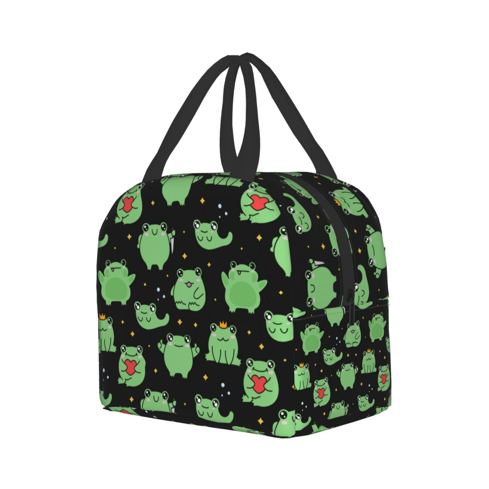 Insulated Lunch Box with Frog, Heart & Stars Design - Reusable & Portable Meal Container for Men & Women - Perfect for Work, Travel, Picnic & School Lunch